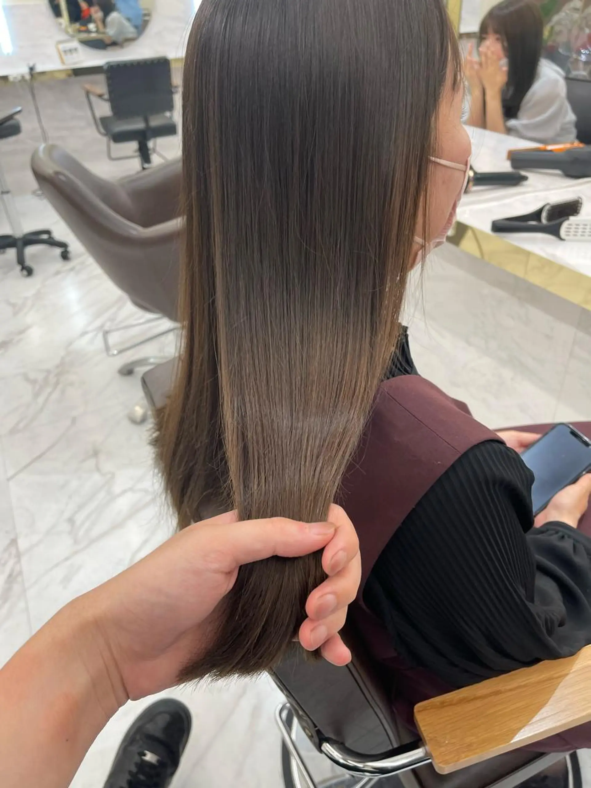 ロング カット 縮毛矯正 トリートメント シンタニナオト /梅田茶屋町のヘアスタイル