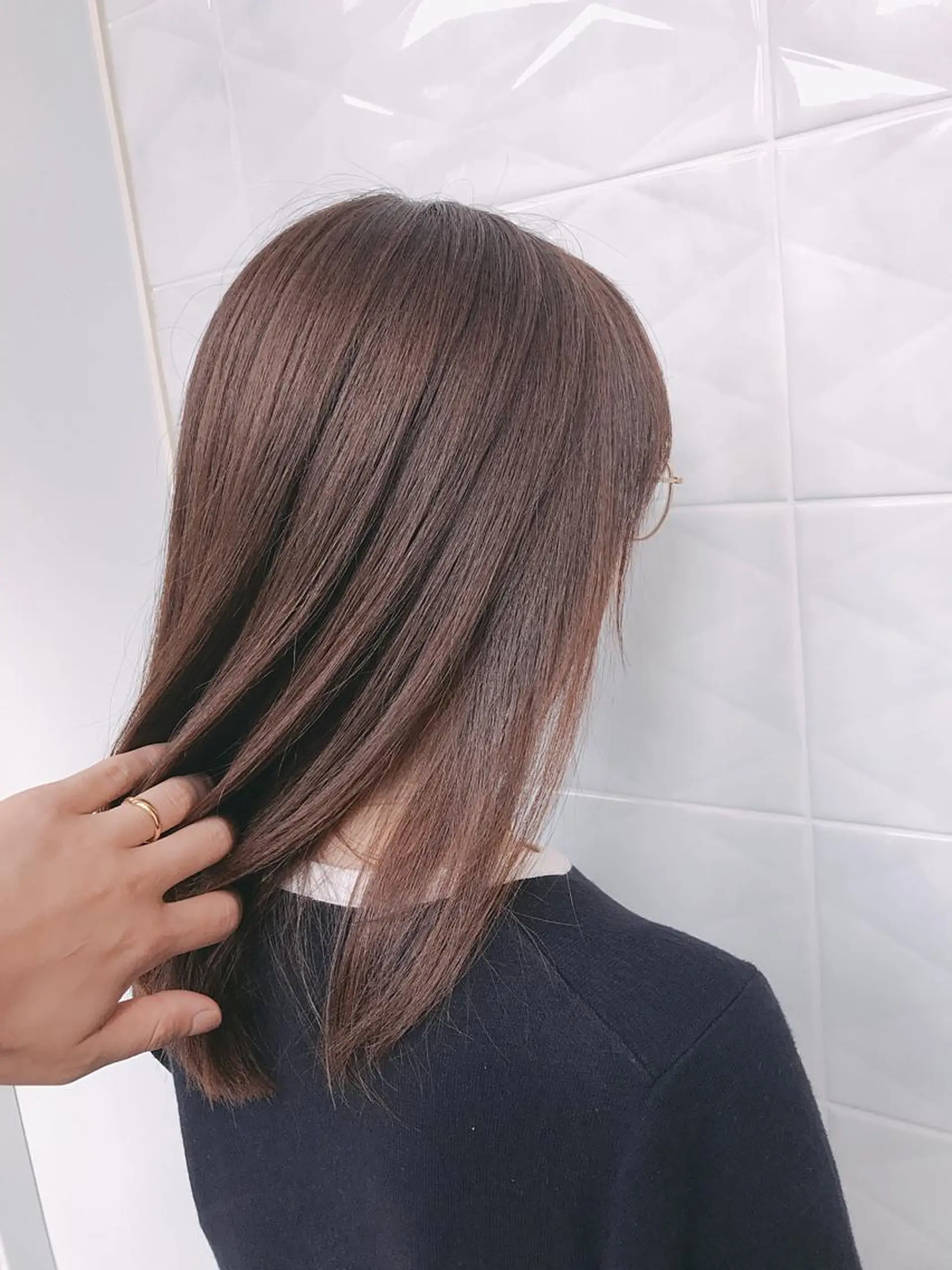 セミロング カラー ベージュカラー ピンクカラー ピンクベージュ ヘアカラー トリートメント 💗大人艶×髪質改善 カラー💗AYAKIのヘアスタイル