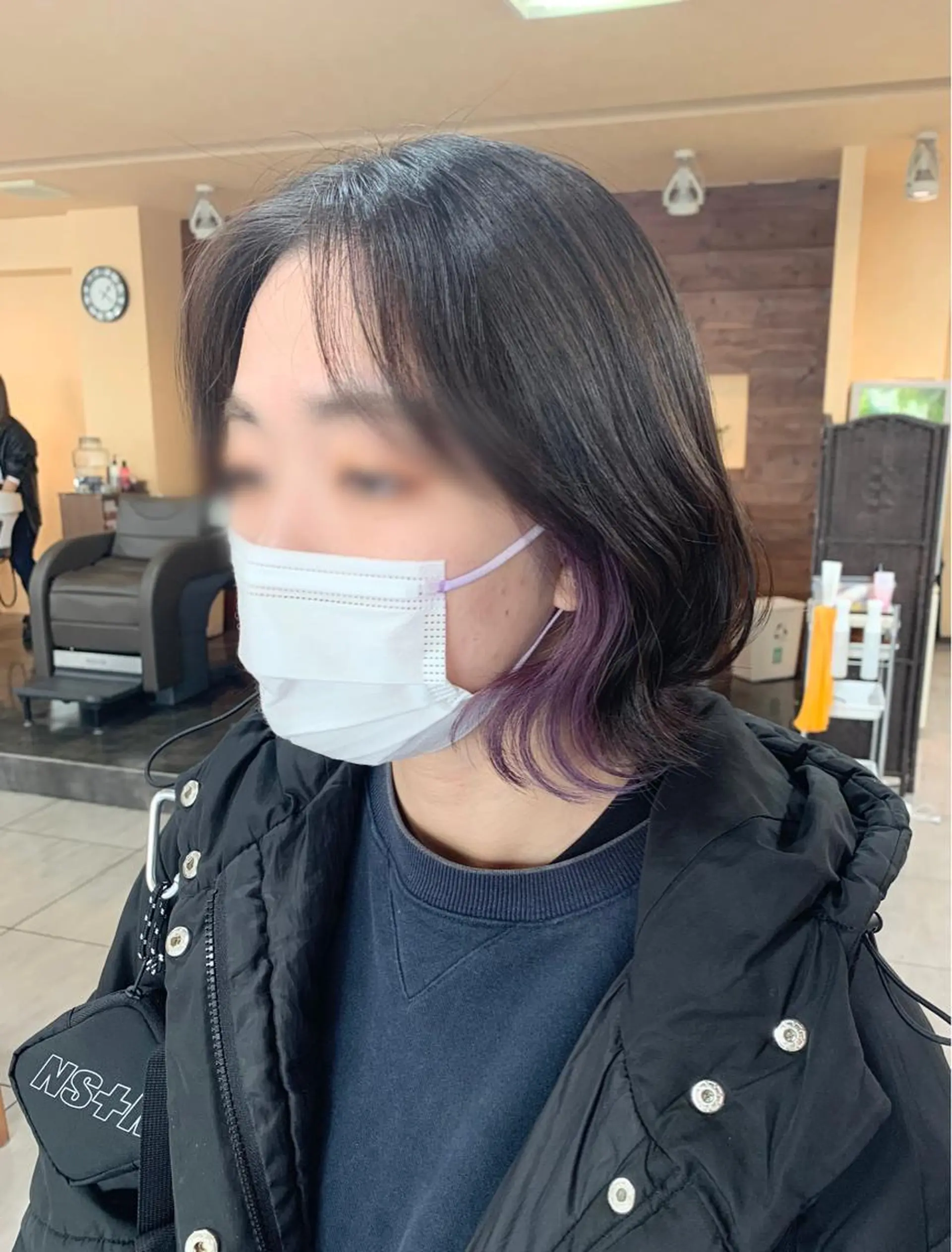 ミディアム アッシュ パープルカラー カット ヘアカラー 🫧艶髪カラー🫧 森本くるみのヘアスタイル