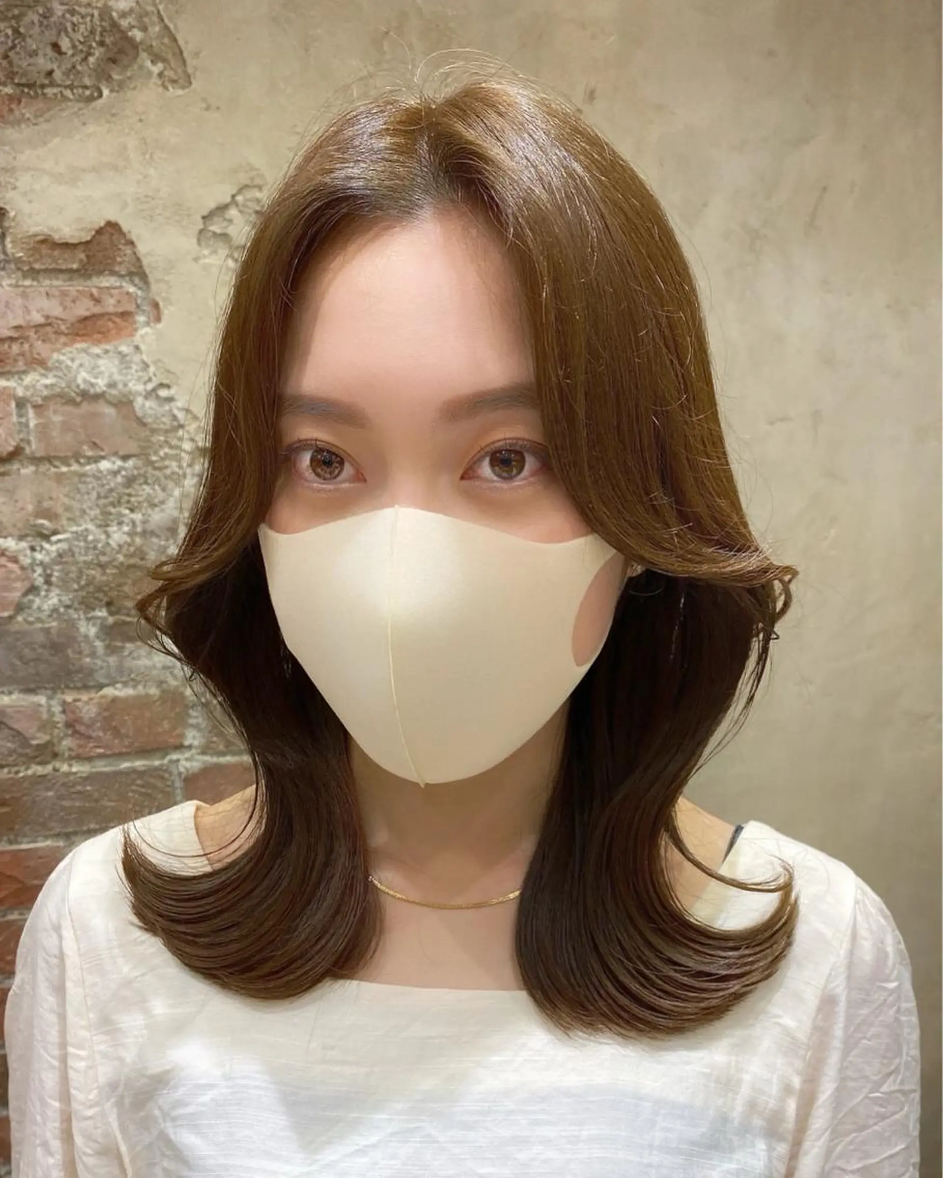 ミディアム カラー 顔まわりカット🌟 くびれヘア/寺門遥輝のヘアスタイル