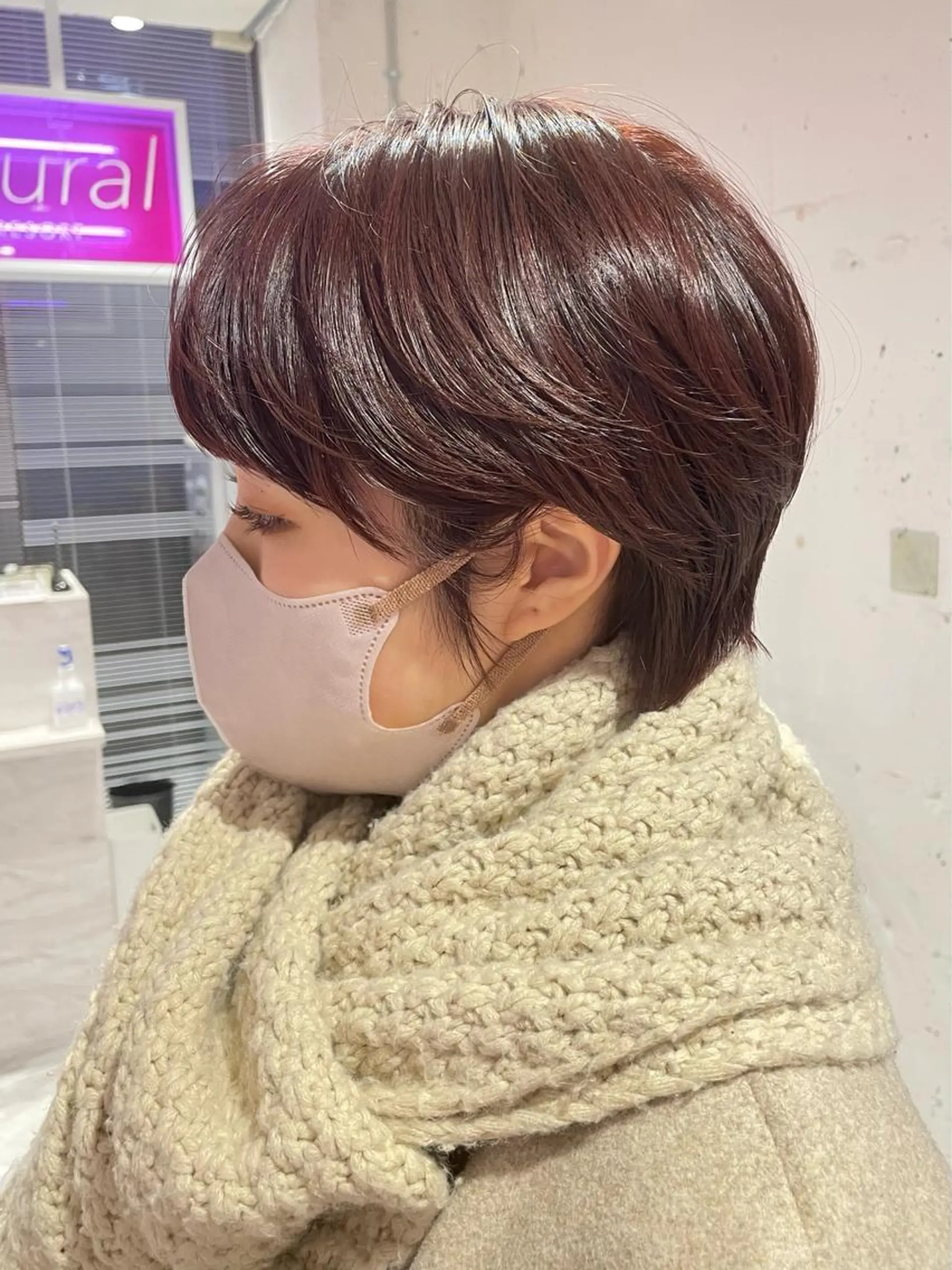 ショート カラー 黒髪 ブルーカラー ブルーブラック 透明感カラー グレージュ 藤本 夢のヘアスタイル