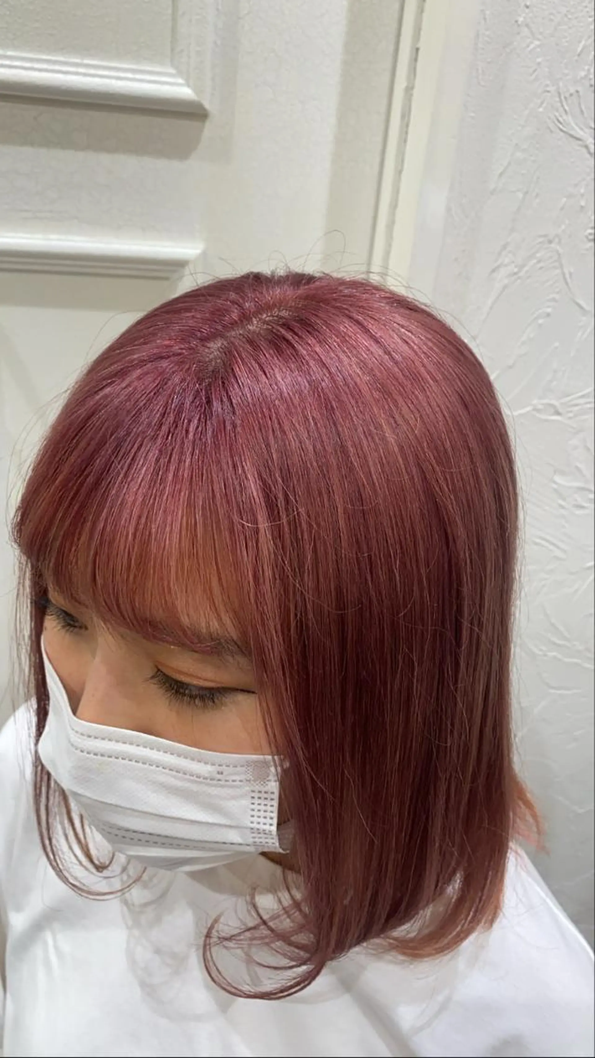 ミディアム カラー ブリーチ ピンクカラー 前橋 姫奈のヘアスタイル