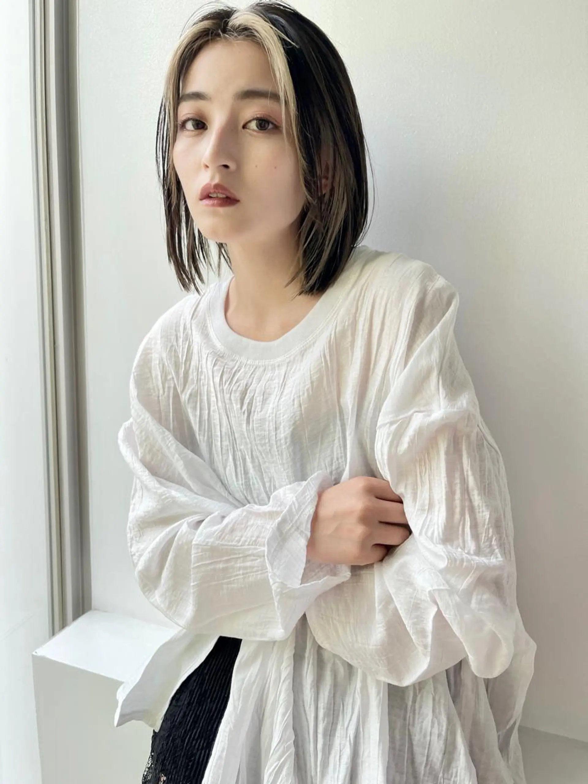 ミディアム カラー ミストバング ベージュカラー  フェイスフレーミング ホワイトベージュ ヘアカラー トリートメント 🌈game🌈 下北沢店のヘアスタイル