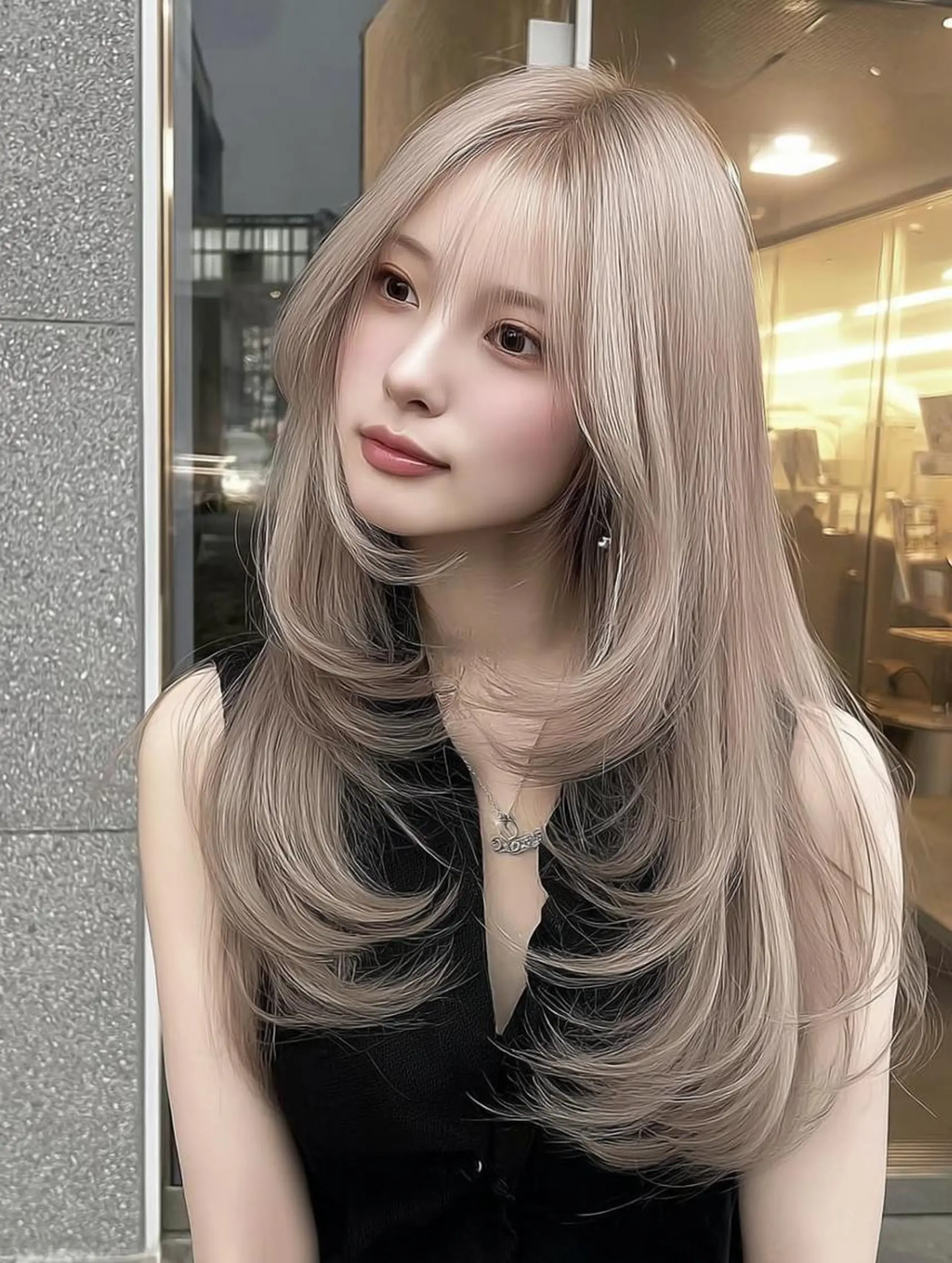 セミロング ボブ 髪質改善 韓国風ヘア レイヤーカット 縮毛矯正 カット ヘアカラー ハイトーン/ブリーチ /reitのヘアスタイル