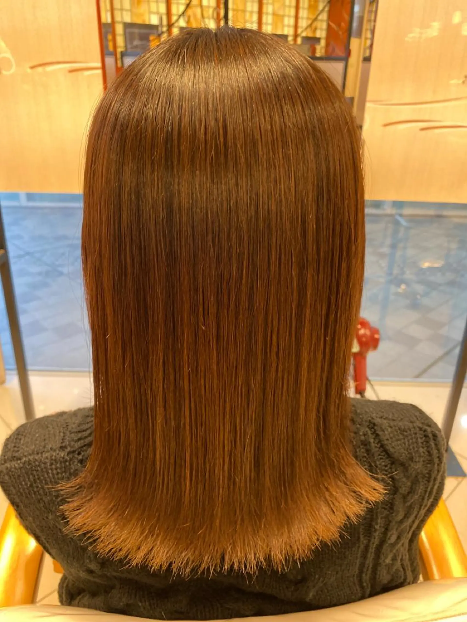 ミディアム カット ヘアカラー 縮毛矯正 へんみ みかのヘアスタイル