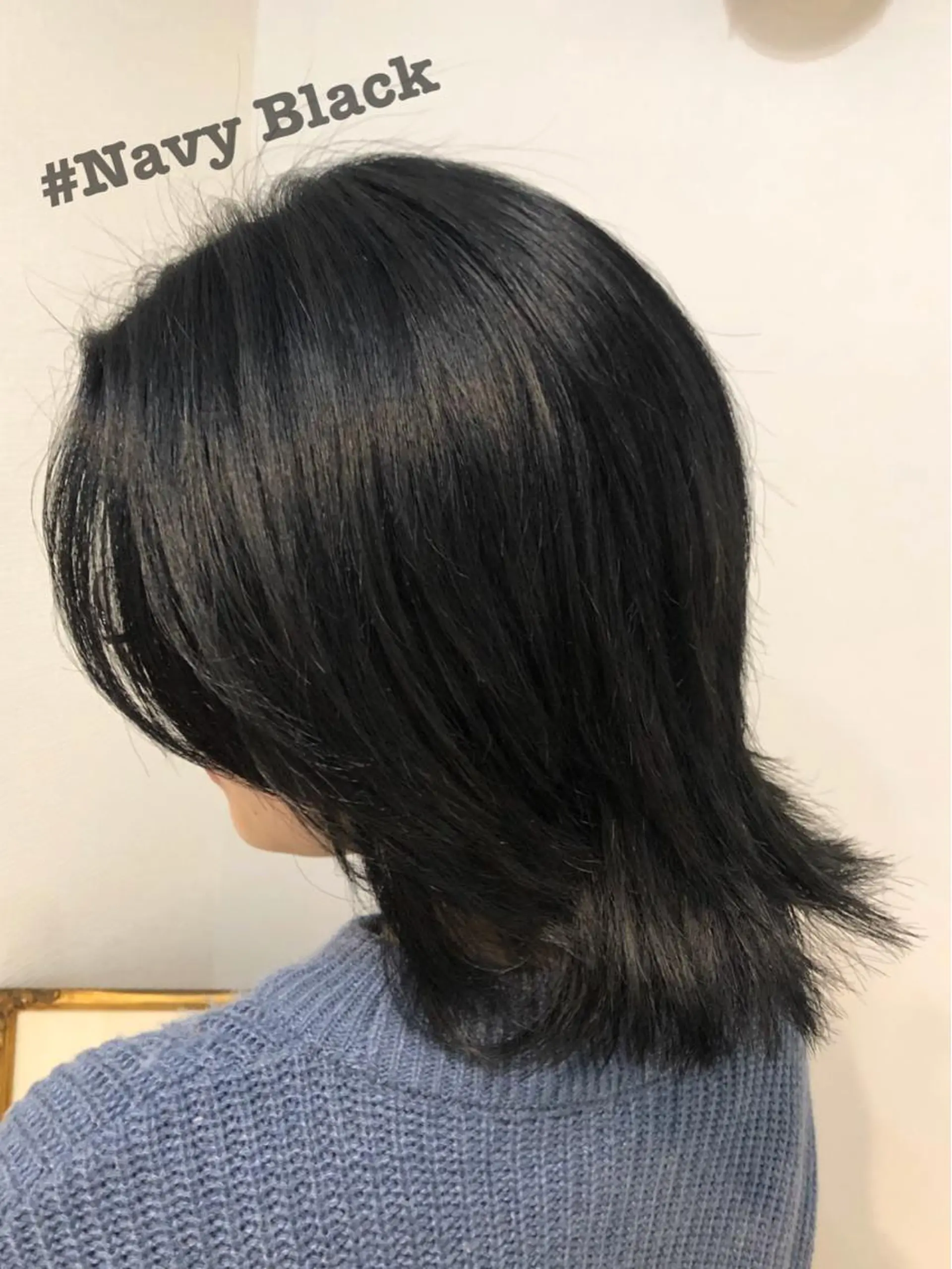 ミディアム カラー 黒髪 ブリーチ ハイトーンカラー ネイビーカラー 🤍中野 レオ🤍のヘアスタイル
