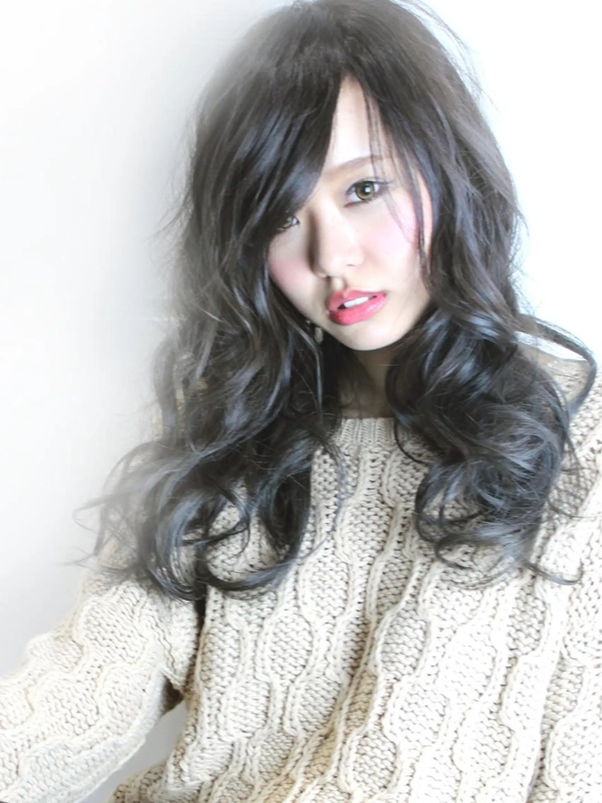 ロング カラー パーマ ヘアアレンジ チビ編み込みエクステ シールEXどぅ〜すのヘアスタイル