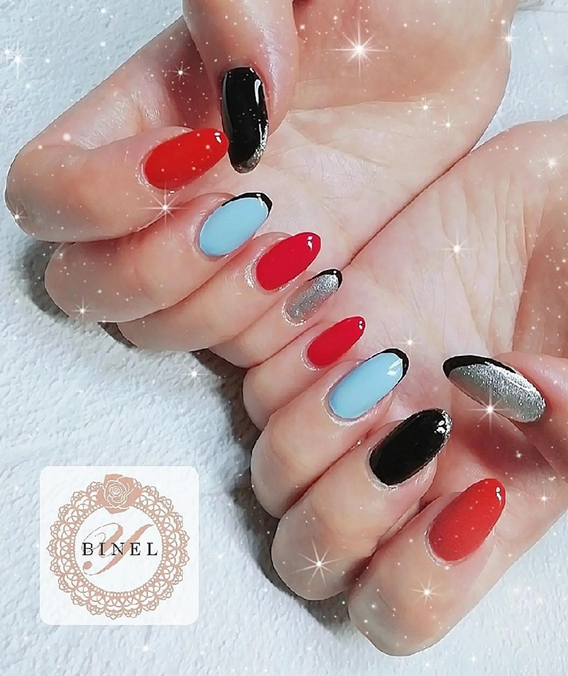 ネイル フレンチネイル ラメ(グリッター) 持ち込み ハンドネイル Nail Salon Y.BINELのネイルデザイン