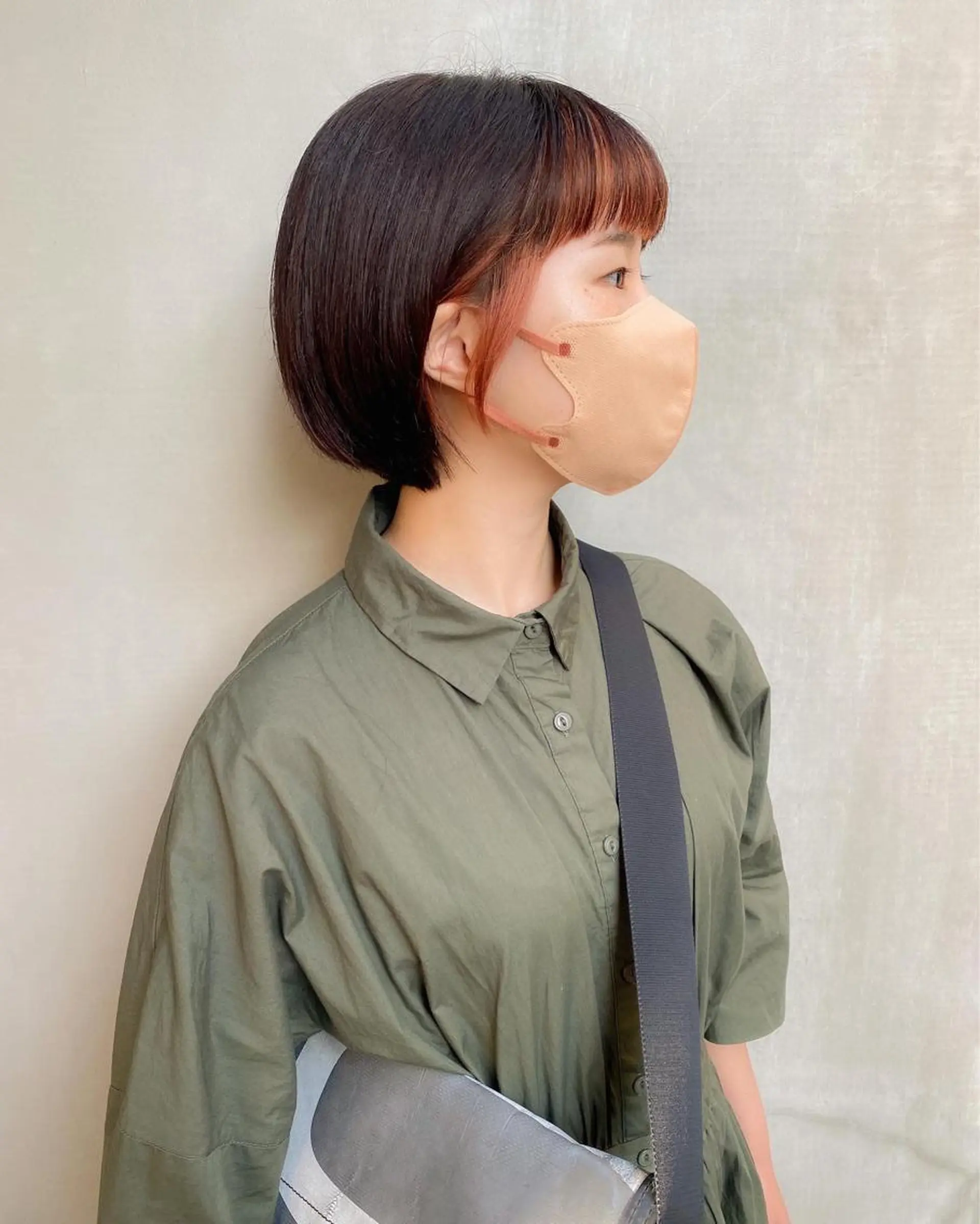 ショート カラー ブリーチ イヤリングカラー インナーカラー オレンジ ピンクカラー 板谷みさき /似合わせBobのヘアスタイル