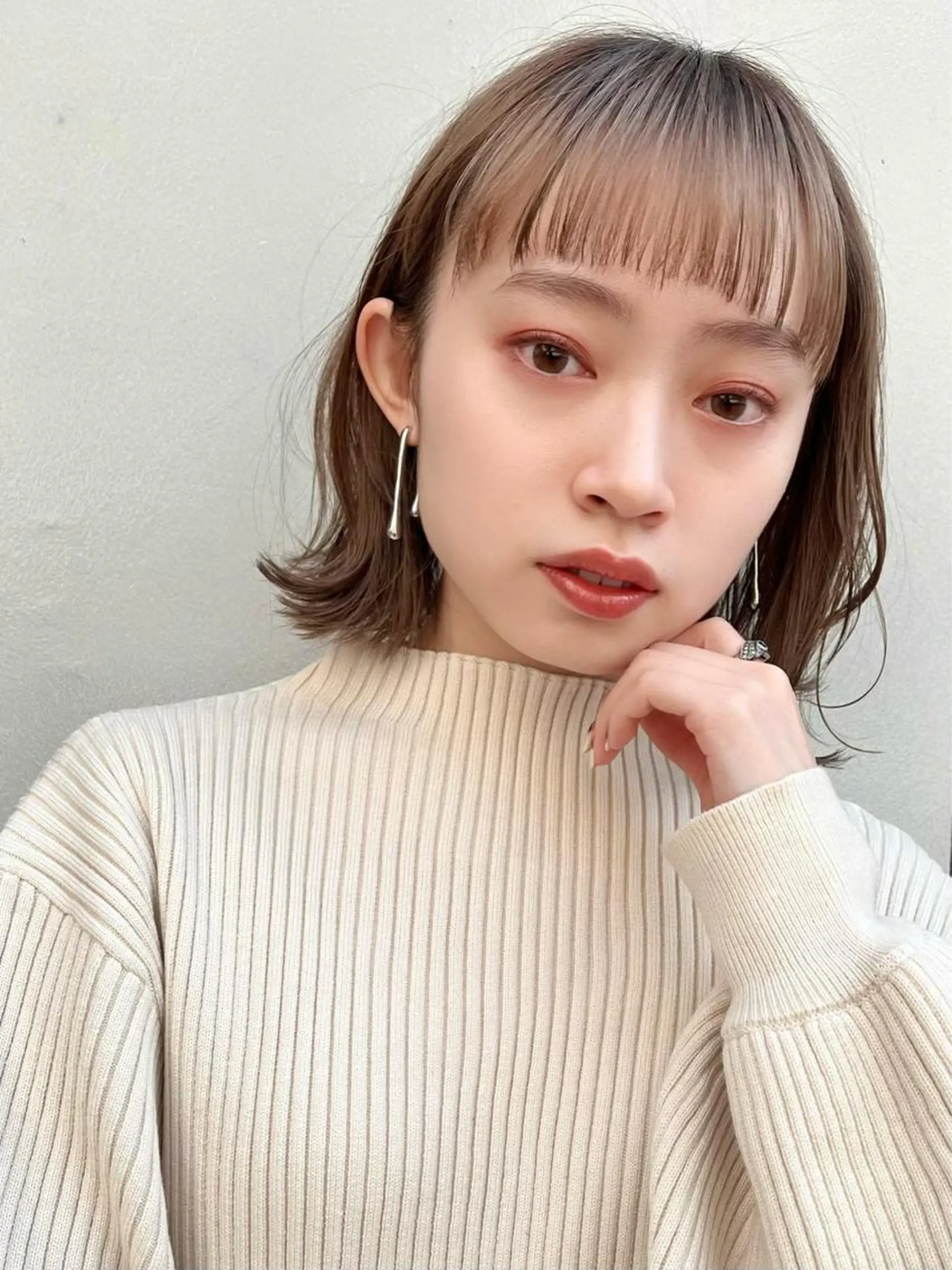 ミディアム カラー 切りっぱなしボブ ボブ ワイドバング 髪質改善☆ 縮毛矯正miyuのヘアスタイル