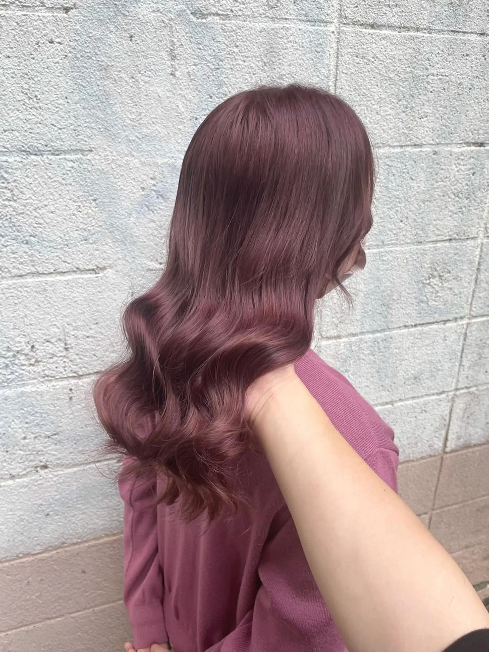 セミロング カラー ブリーチ ピンクカラー ピンクパープル パープルカラー ヘアアレンジ にいた　かづしげのヘアスタイル