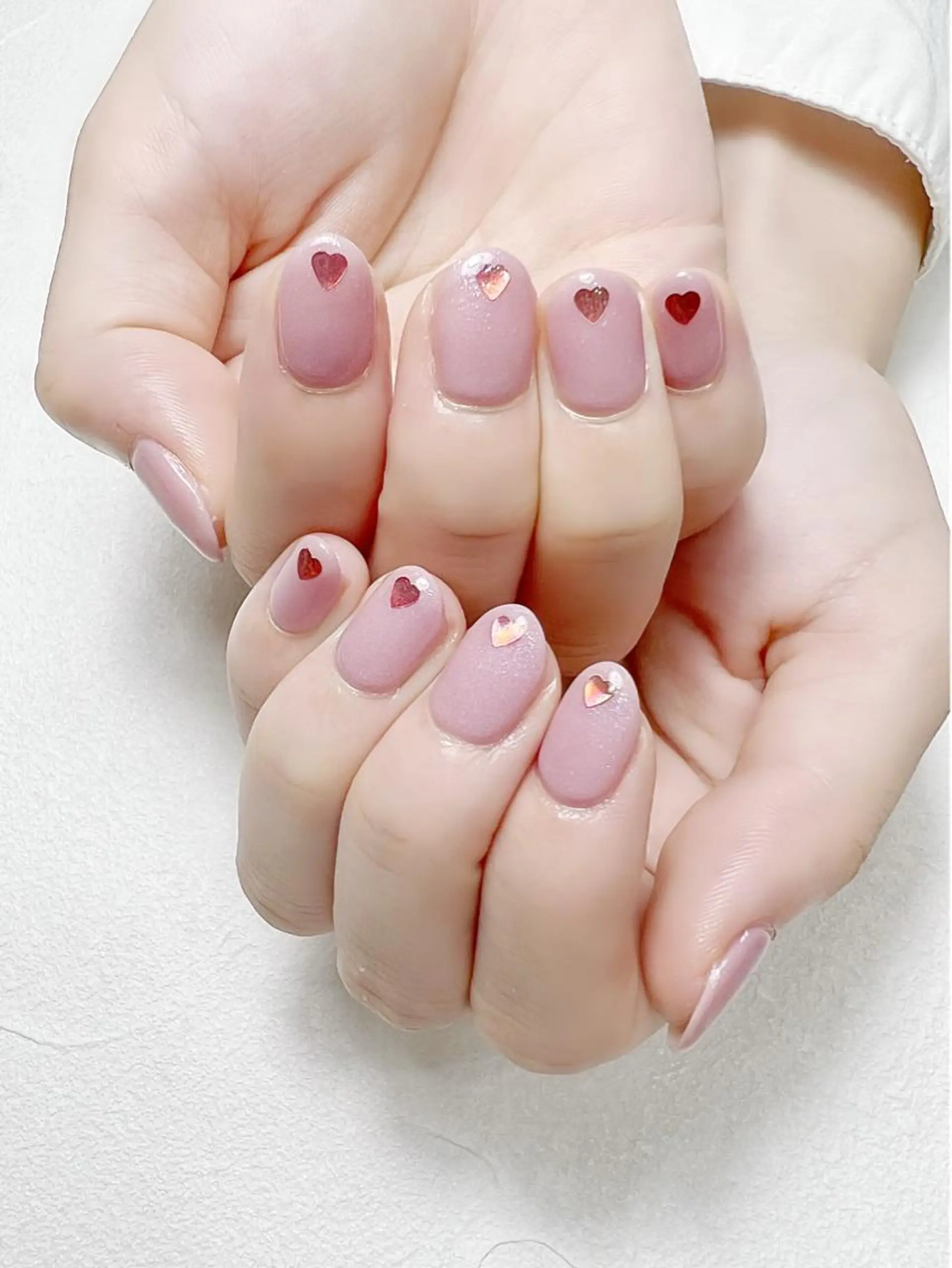 ネイル ハート オフィスネイル ワンカラーネイル ピンク rouse nail RISATOのネイルデザイン