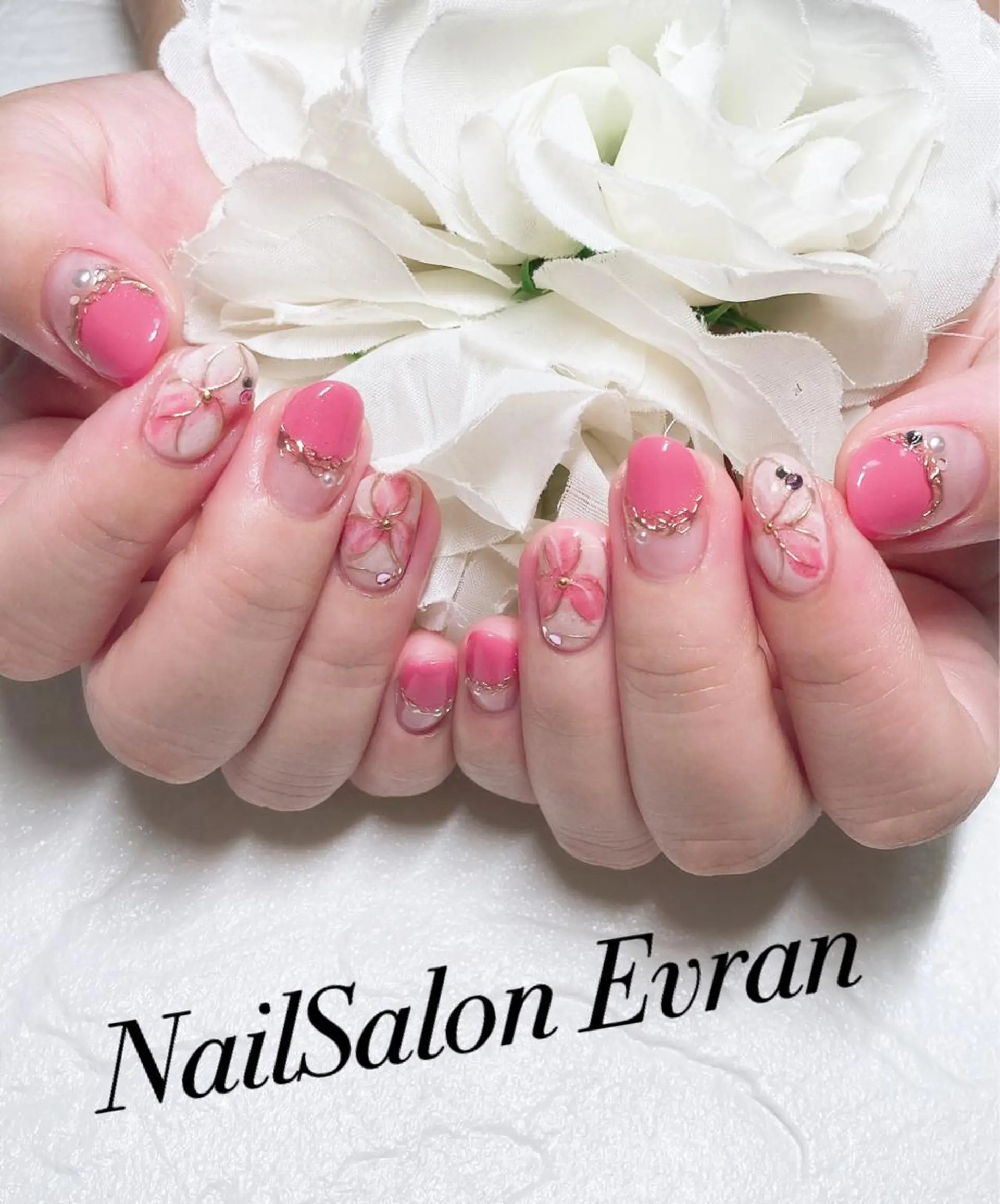 ネイル ピンク ハンドネイル Nail salon Evranのネイルデザイン