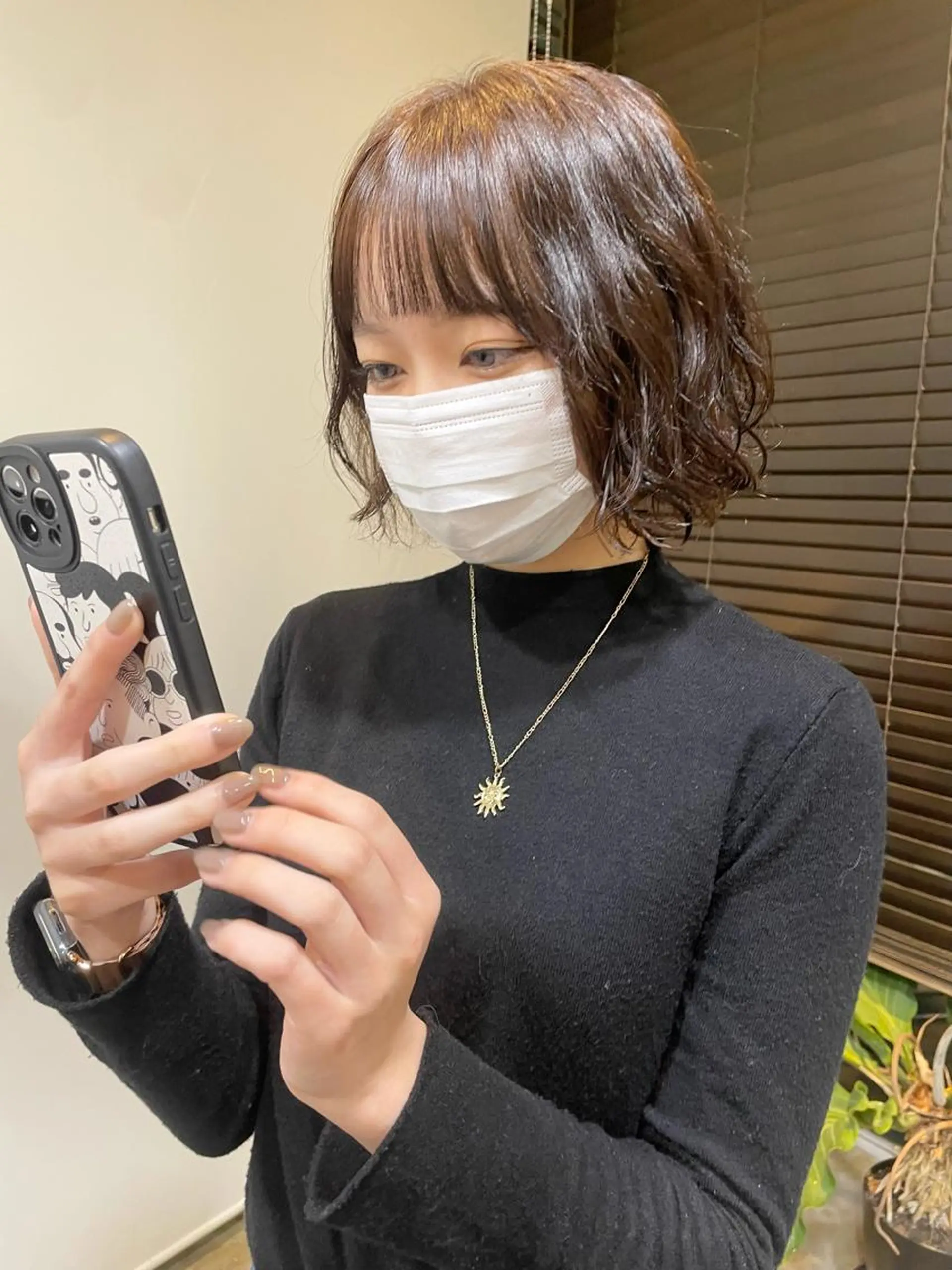 ミディアム カラー パーマ ミディアムパーマ ボブ カット パーマ トリートメント レイヤー／似合わせ TAKUYAのヘアスタイル