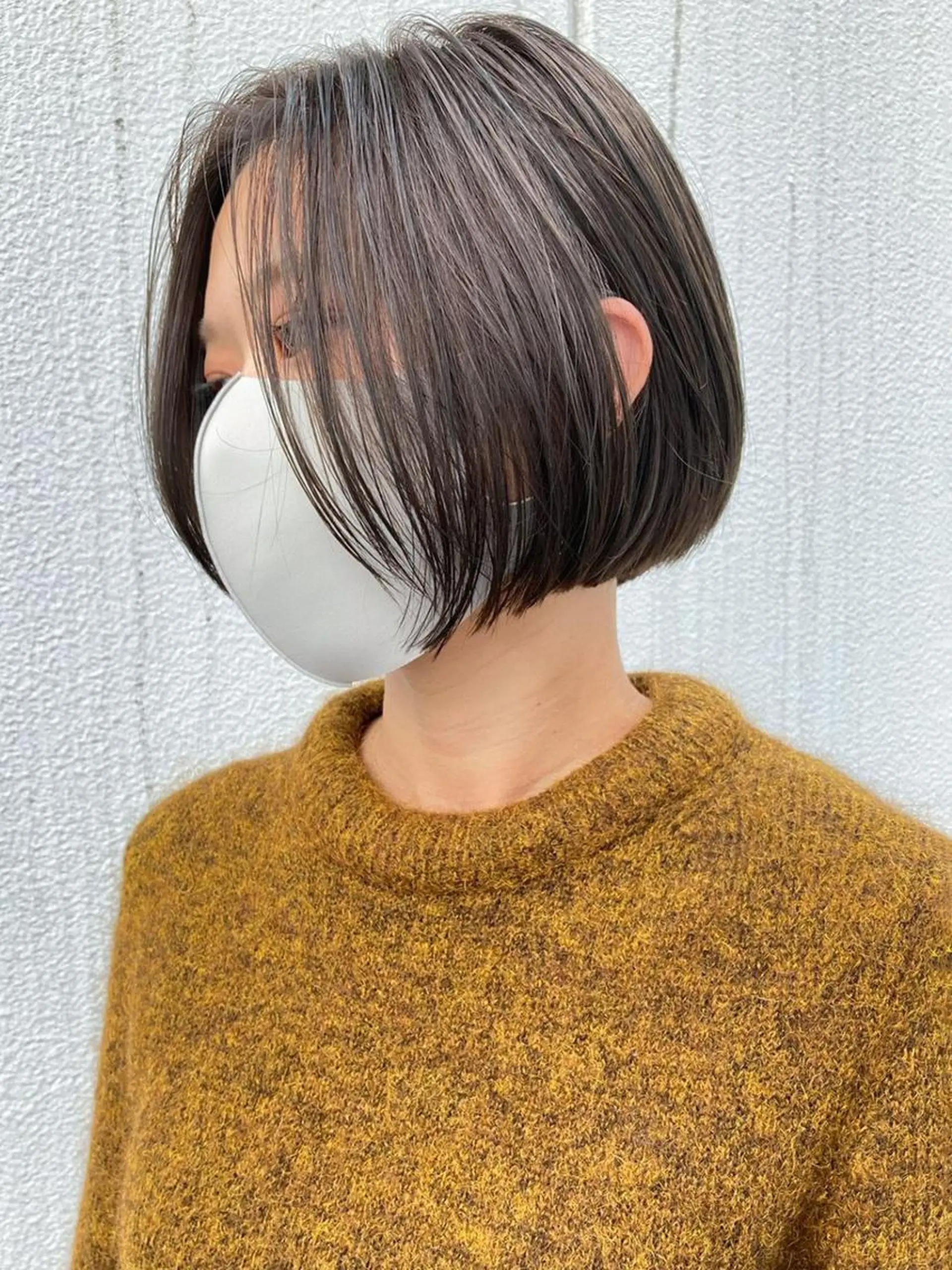 ミディアム カラー グレージュ ボブ カット ヘアカラー トリートメント ITbyALBUM 藤沢店のヘアスタイル