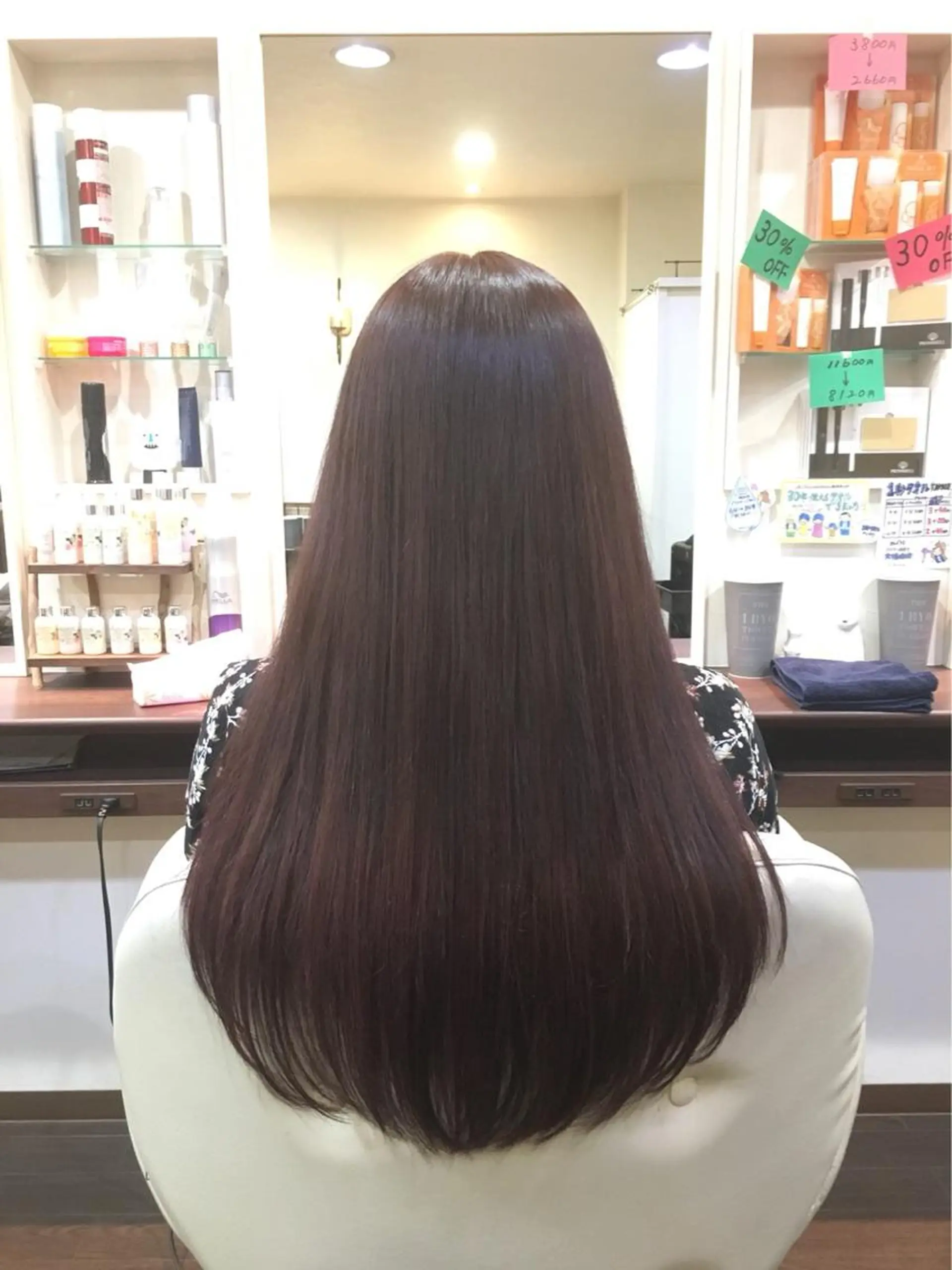 ロング カラー レッドカラー 縮毛矯正 加藤 憂のヘアスタイル