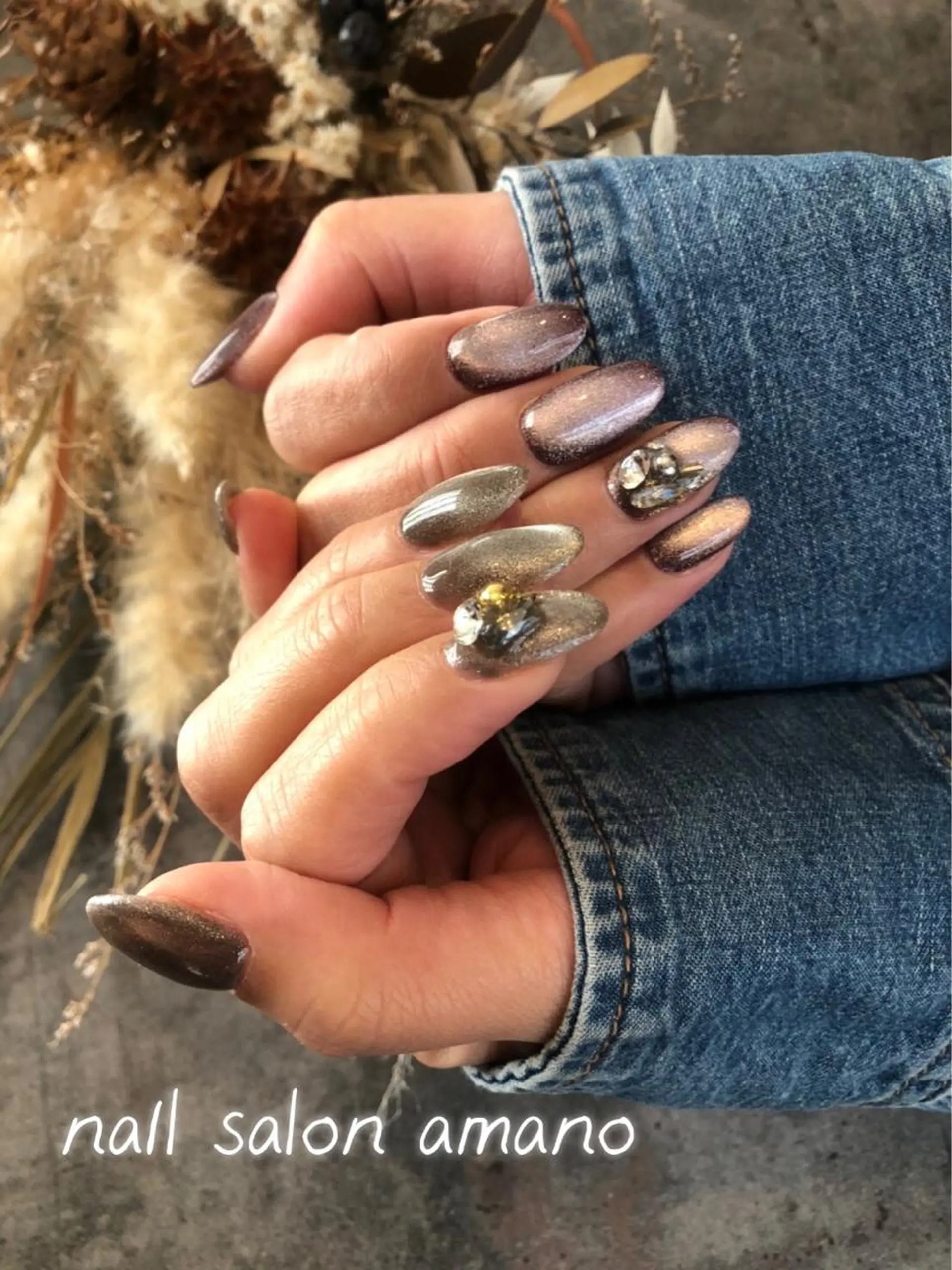 ネイル フラワーネイル ジェルネイル 大理石ネイル(マーブル) ニュアンスネイル シンプルネイル nail salon amanoのネイルデザイン