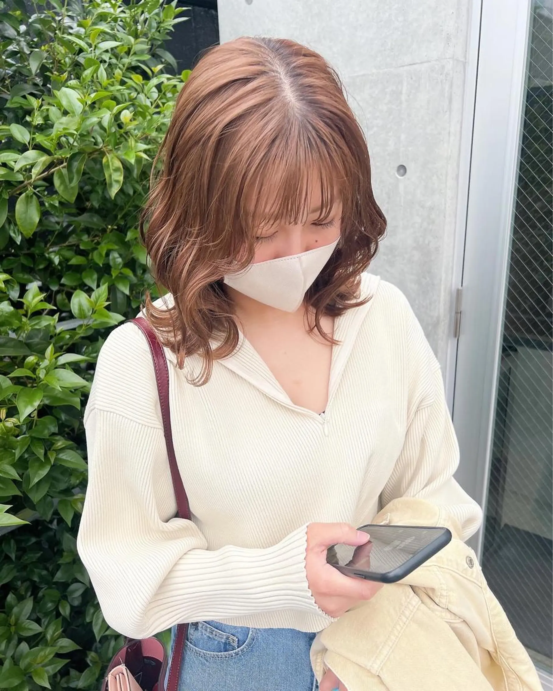 セミロング カラー ブリーチ グレージュ ミルクティーグレージュ 伸ばしかけ カット ヘアカラー 誰より丁寧なカット/ 小林輝/レイヤーのヘアスタイル