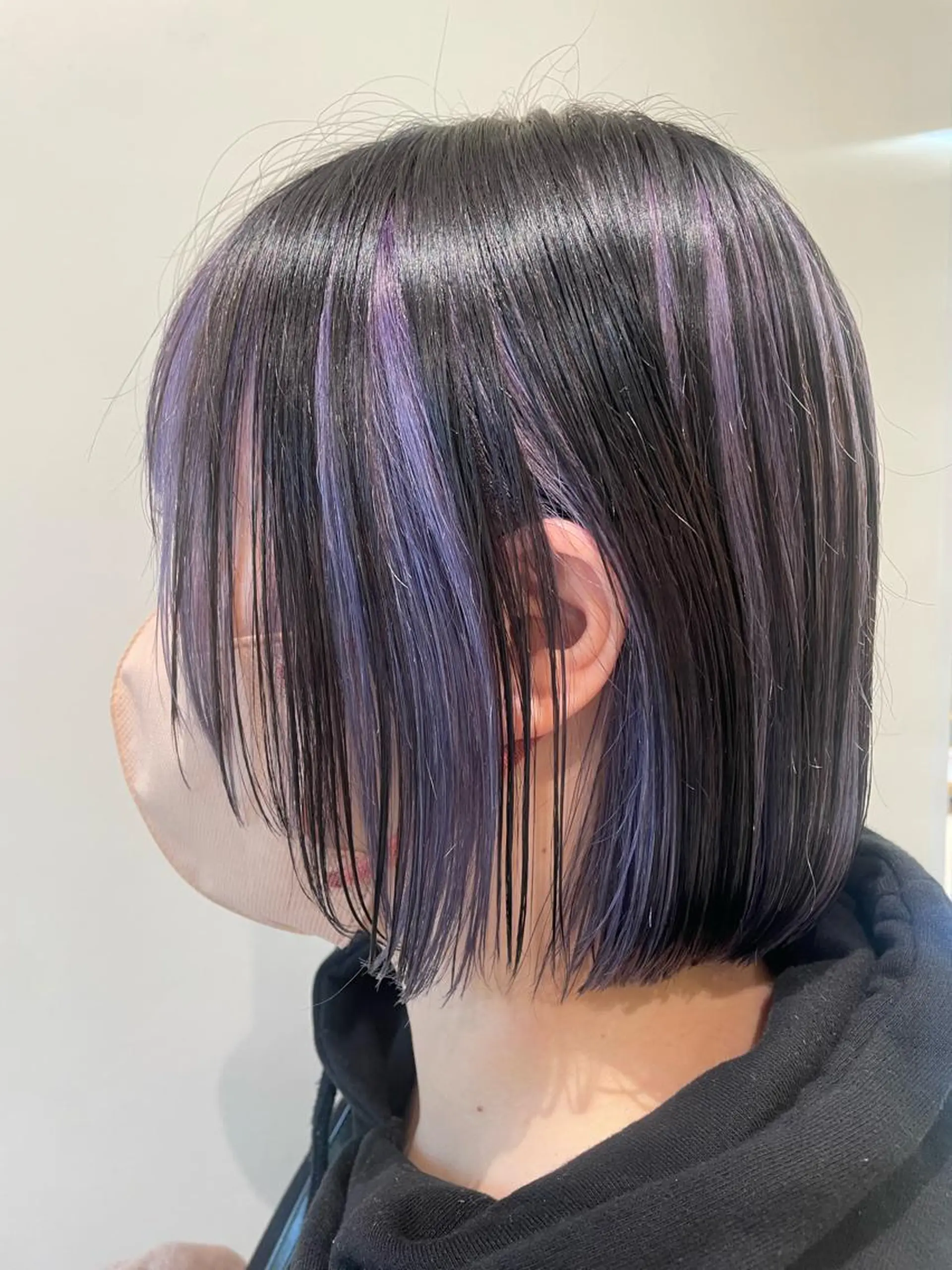 ショート カラー 黒髪 ブリーチ ブルーカラー ラベンダーカラー ボブ/インナーカラー /眉毛/Miyuのヘアスタイル
