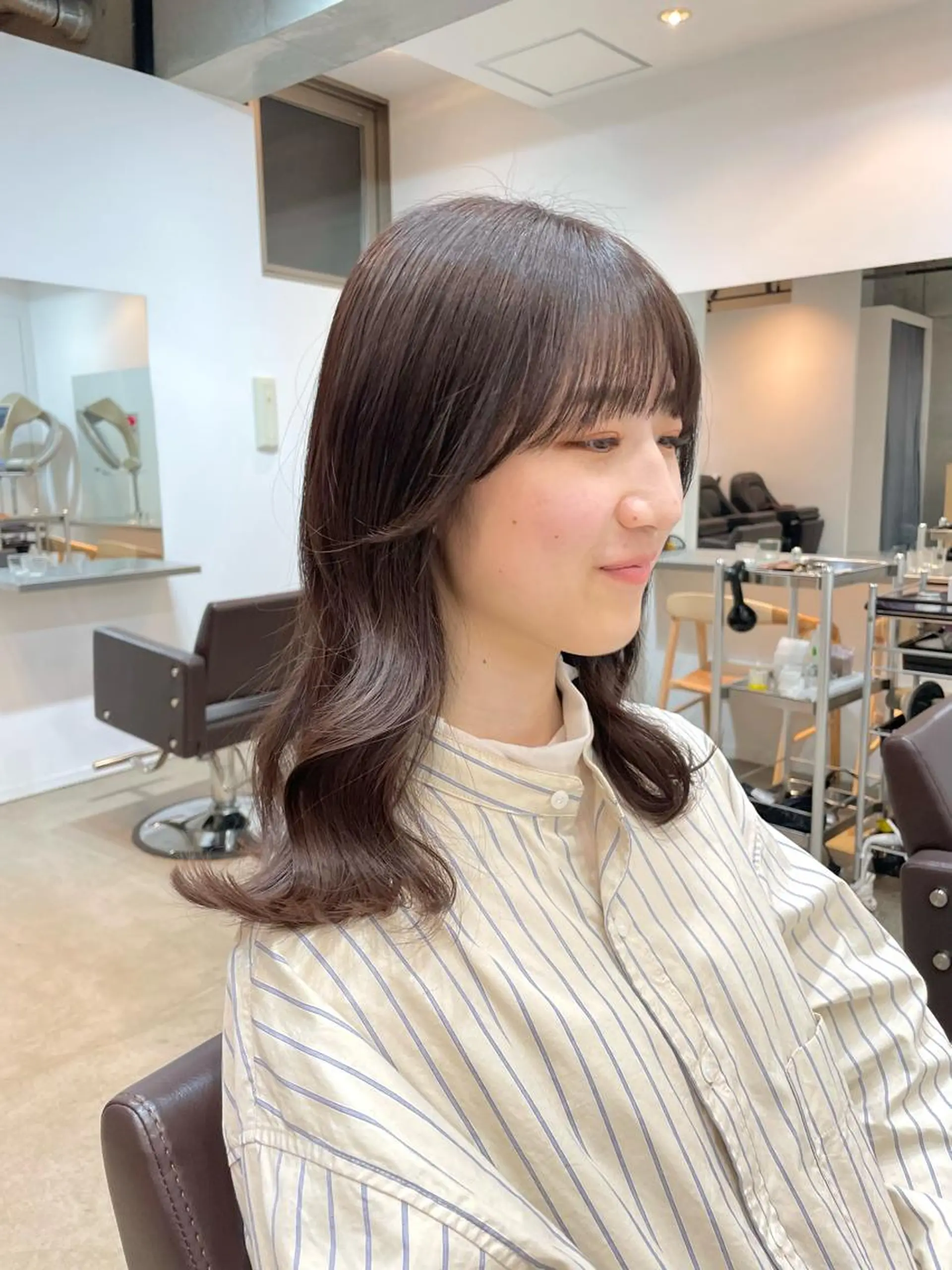 ミディアム カラー アッシュ アッシュブラウン ブラウンカラー 【表参道】Ruri デジタルパーマのヘアスタイル