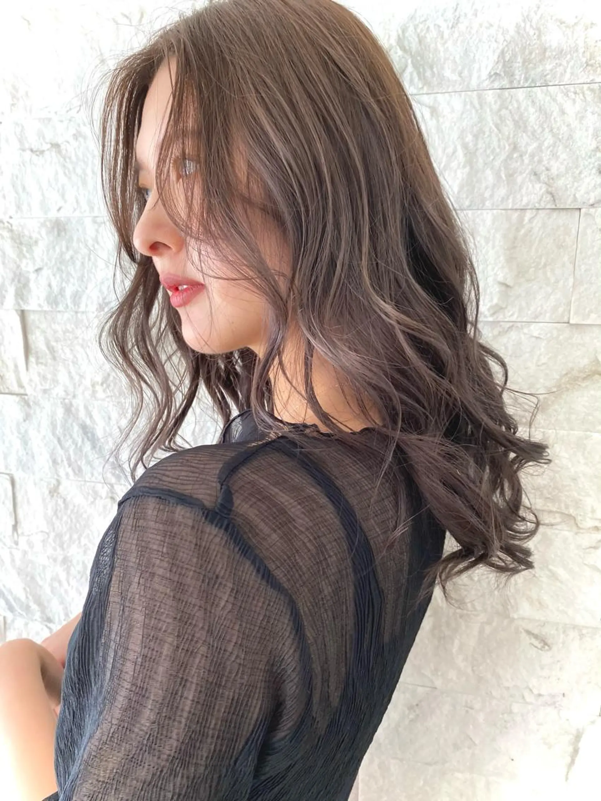 ミディアム カラー カット パーマ キタダ ヒロキのヘアスタイル