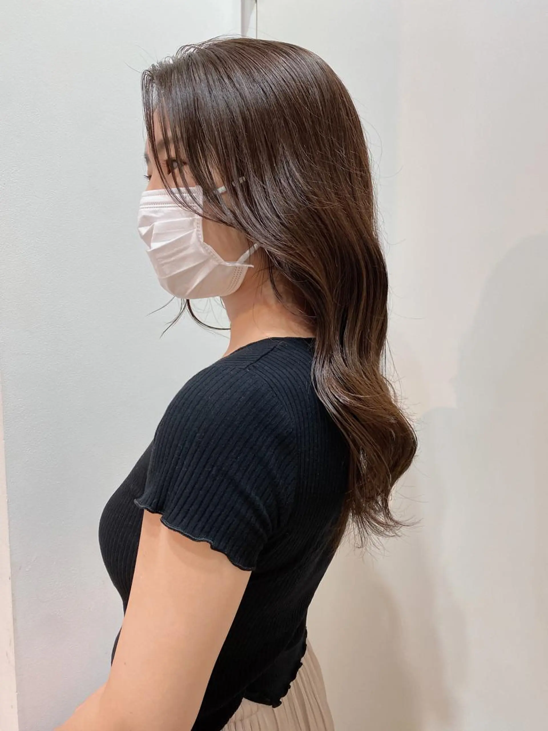 セミロング カラー ベージュカラー オリーブベージュ 韓国風ヘア ブリーチなしカラー/ 髪質改善/寺門束のヘアスタイル