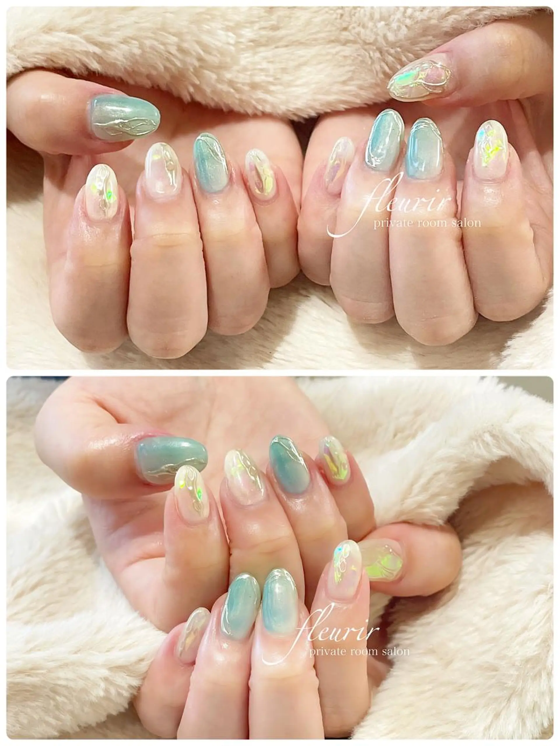 ネイル ブルー フルリール 【プライベートサロンのネイルデザイン