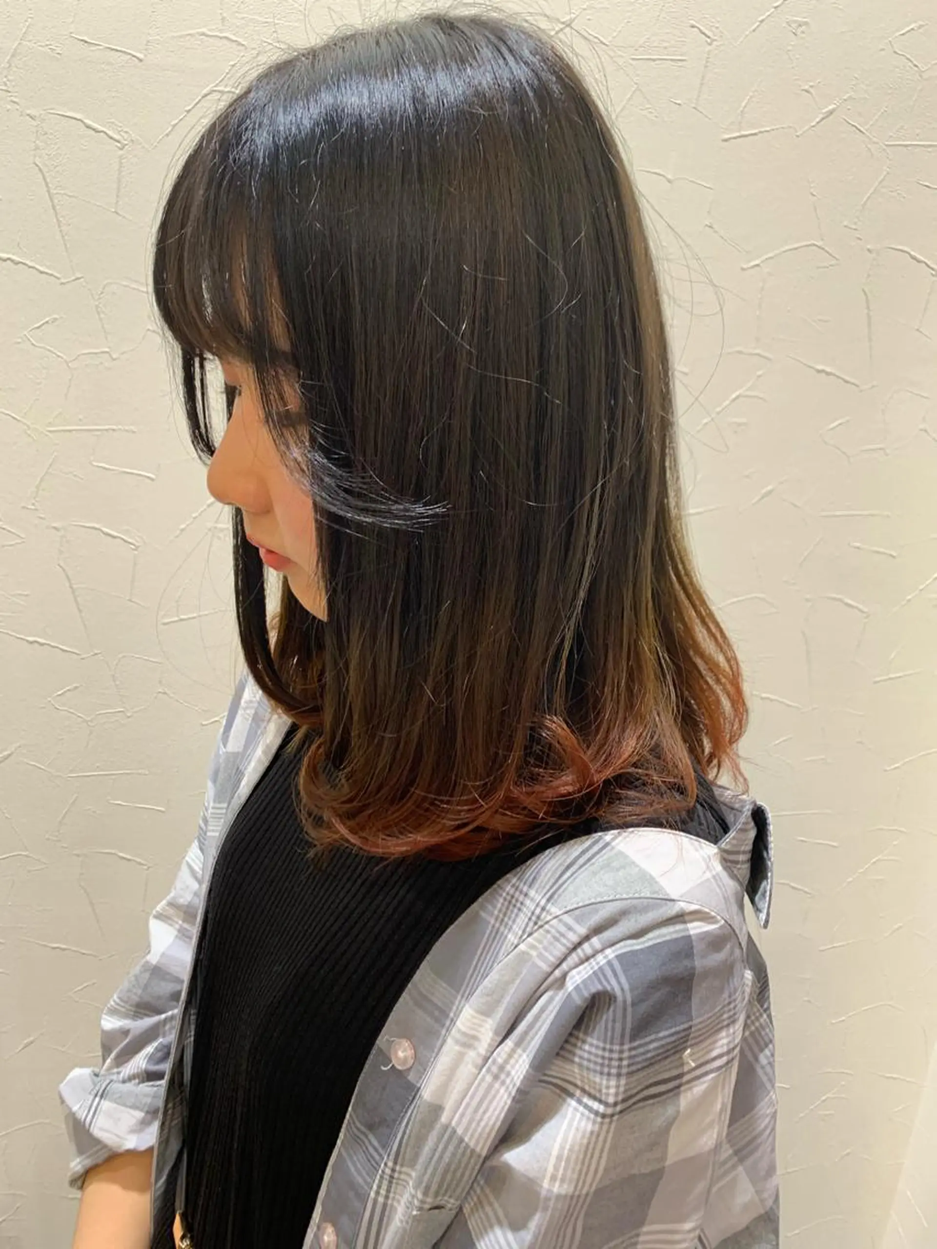 セミロング カラー グラデーションカラー オレンジ お悩み、似合わせ提案 将真のヘアスタイル
