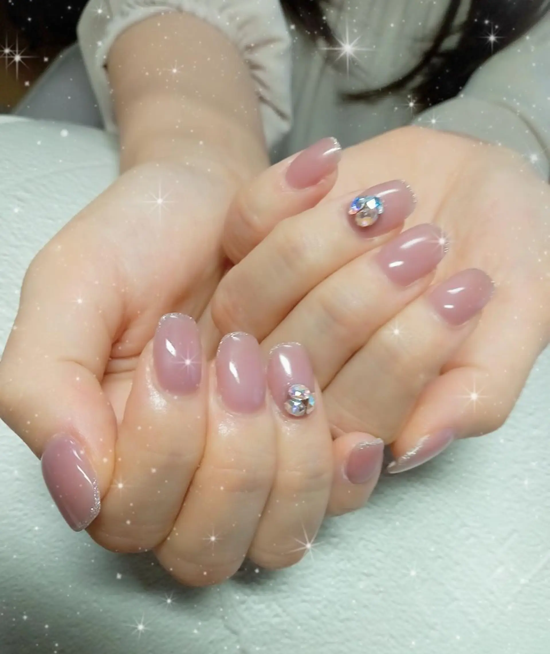 ネイル アートネイル フレンチネイル キラキラネイル 韓国ネイル ラメ(グリッター) ハンドネイル flure de neige yukiのネイルデザイン