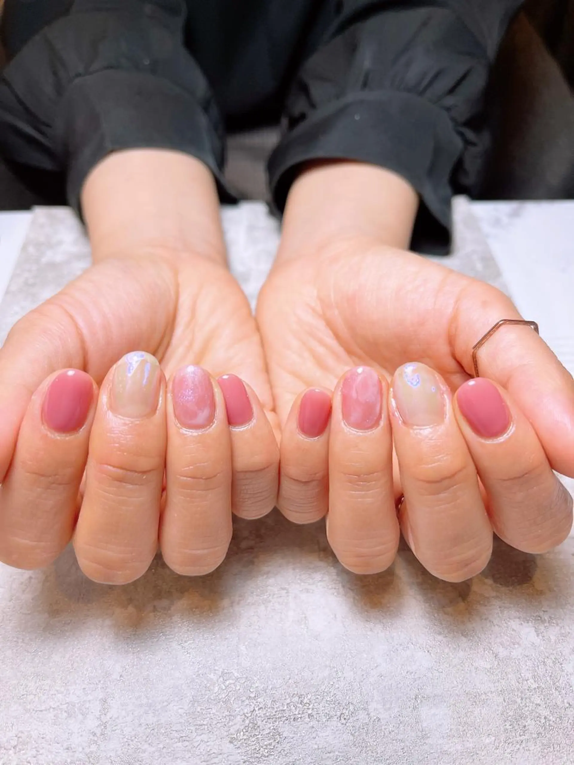 ネイル オーロラネイル ブルー ジェルネイル マグネットネイル ミラーネイル nailsalon mur.のネイルデザイン