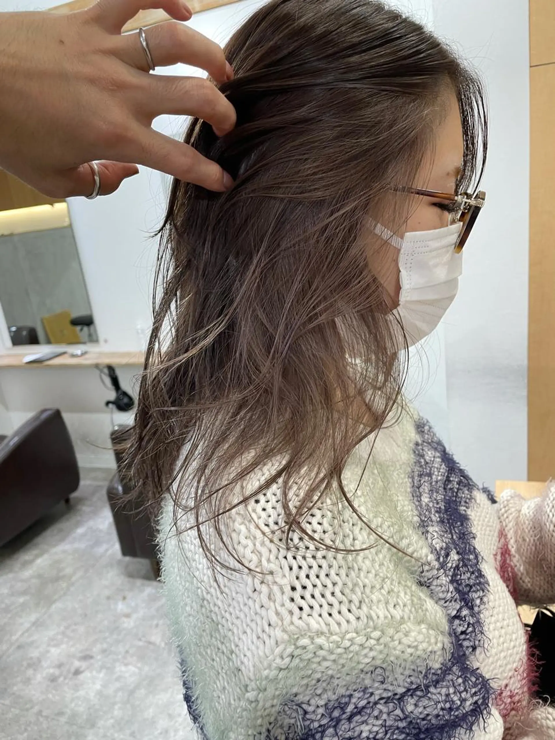 ミディアム カラー ベージュカラー ヘアカラー トリートメント パーマ/透明感カラー /ボブ/吉田一生のヘアスタイル