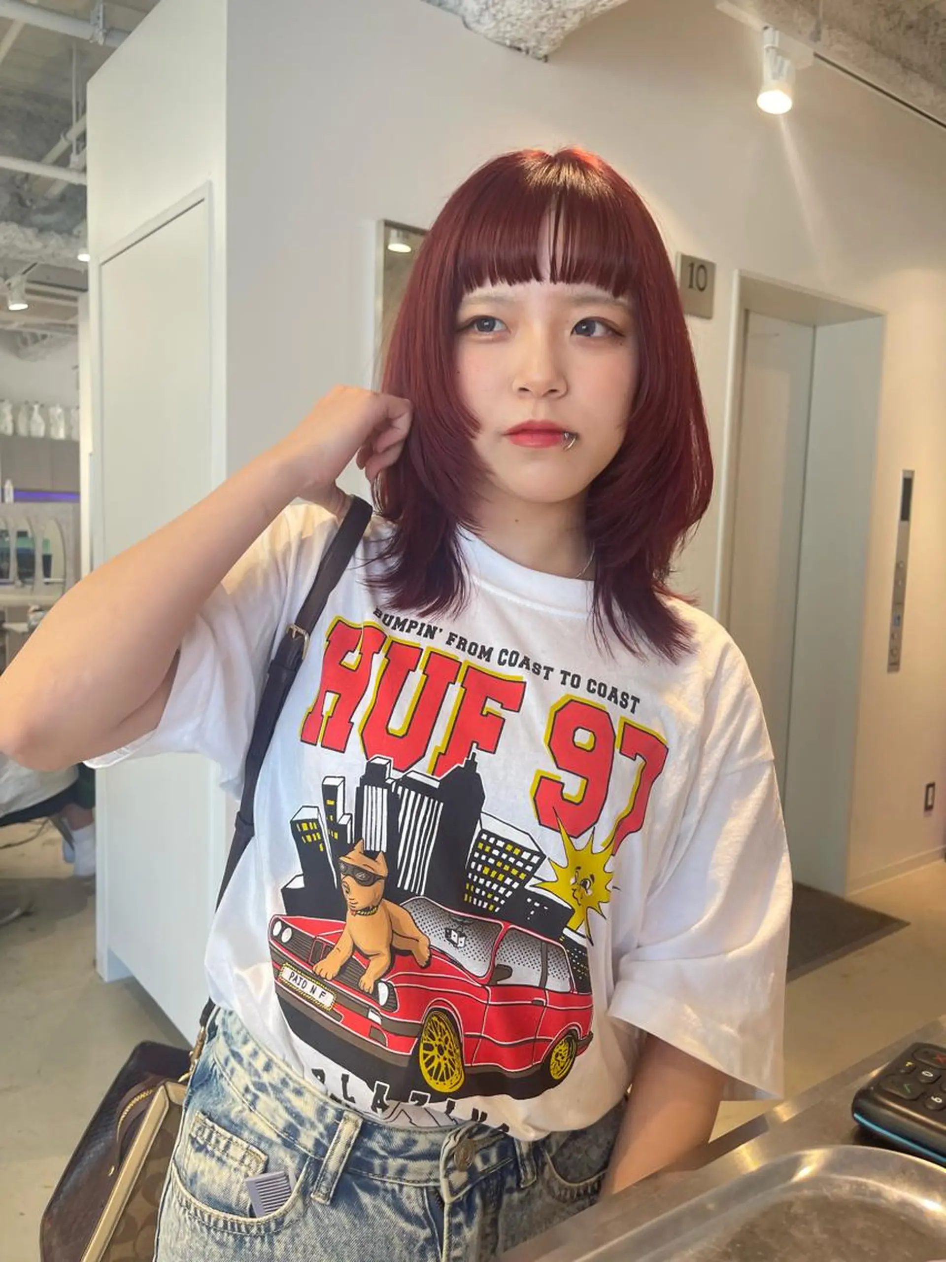 ミディアム カラー ヘアカラー トリートメント 店長　MANAMI ／ブリーチ／骨格ボブのヘアスタイル