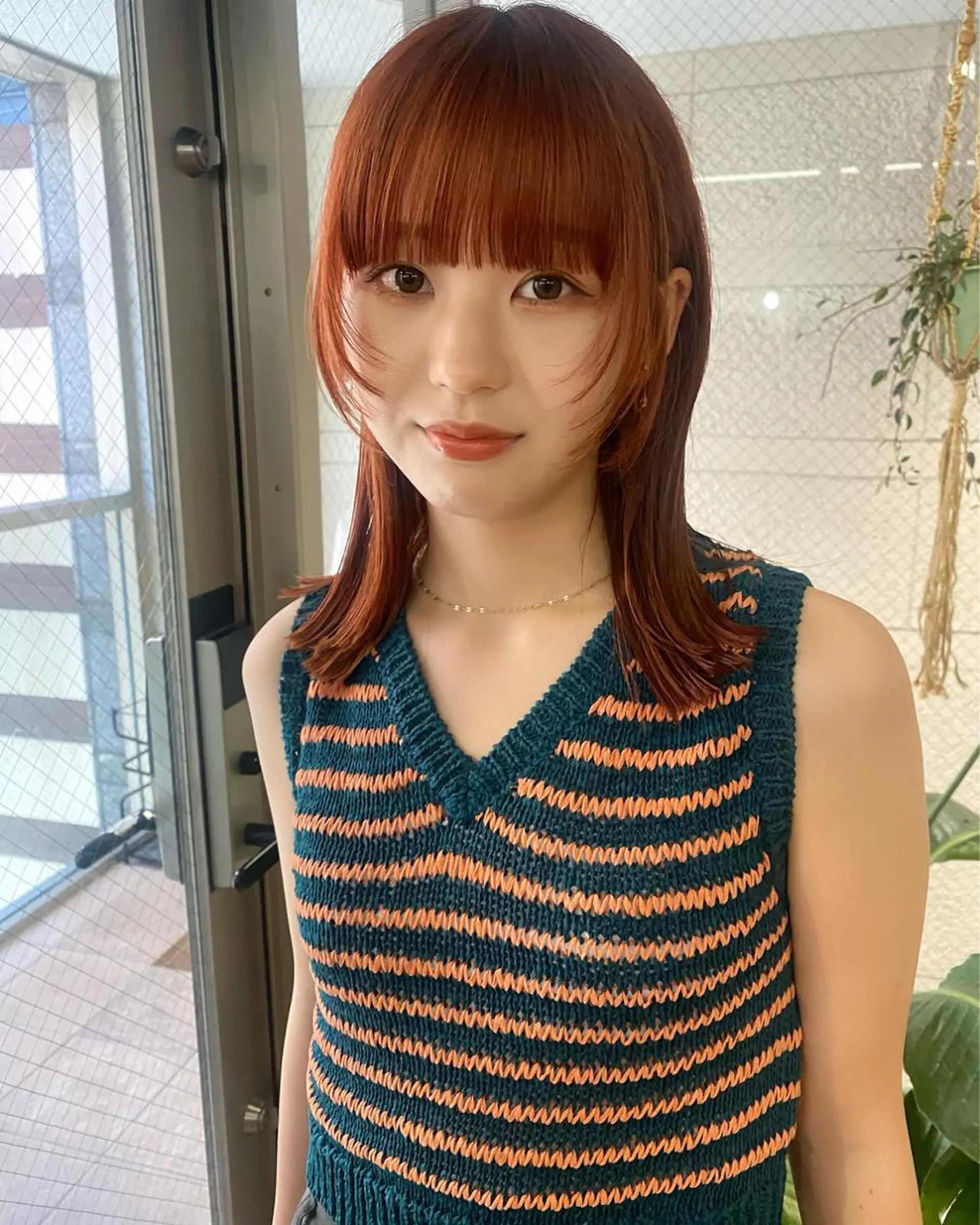 ミディアム カラー ヘアアレンジ オレンジ 顔周りカット 撮影モデル募集 🦋soemikaのヘアスタイル