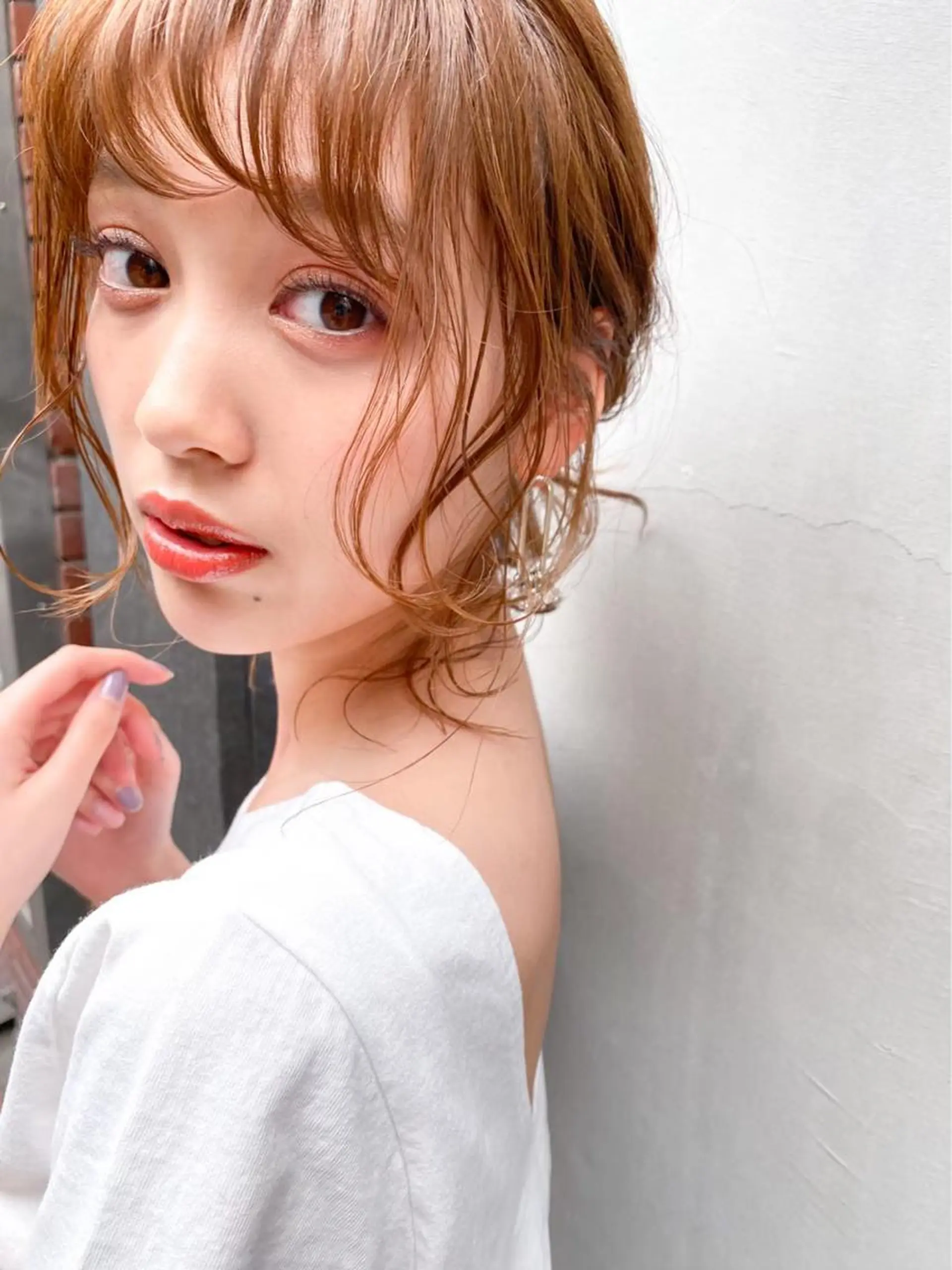 ショート ヘアアレンジ おくれ毛 レイヤー/前髪/ 韓国/CHIHIROのヘアスタイル