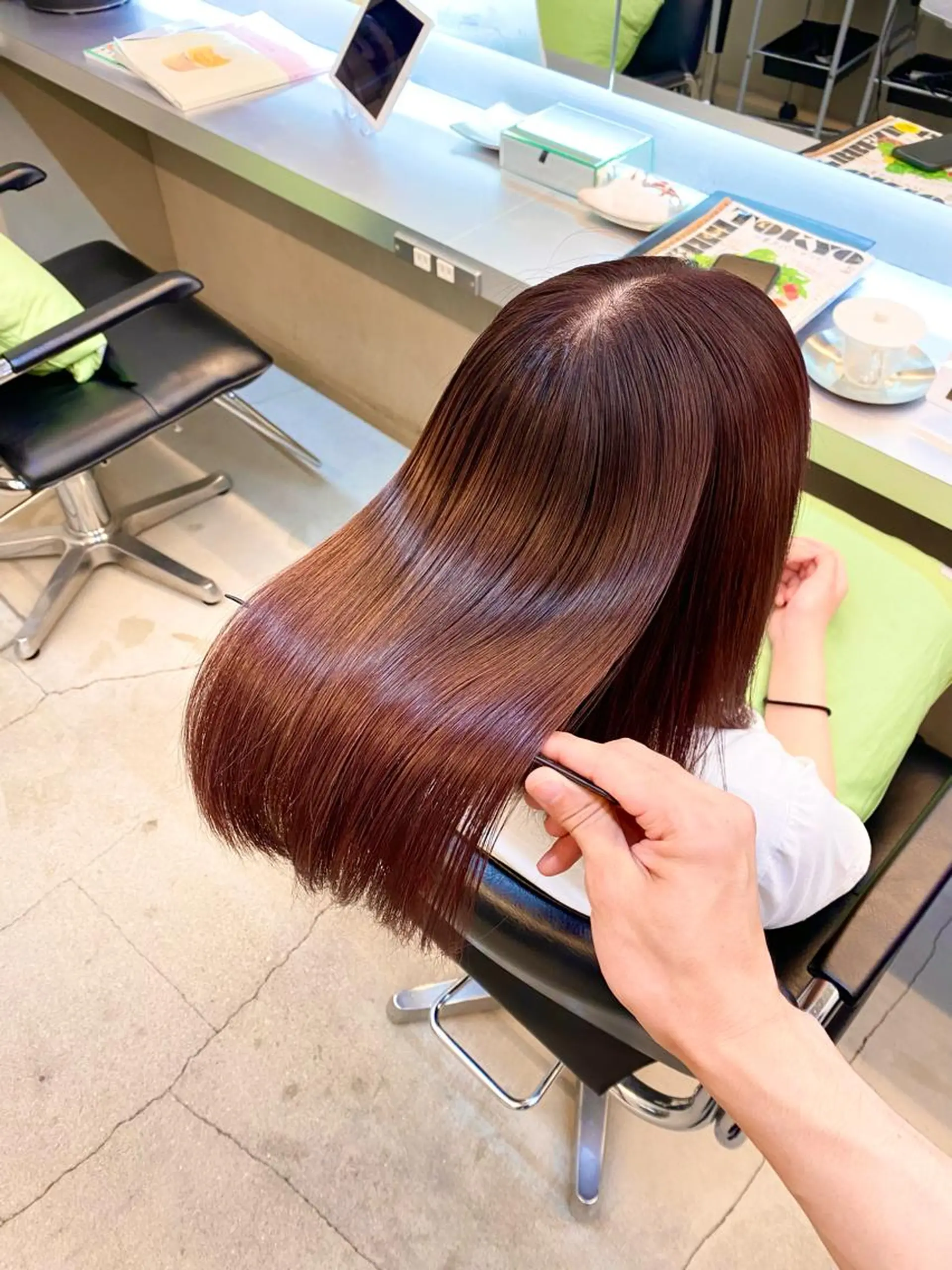 ミディアム カラー パーマ ピンクカラー バイオレットカラー 伸ばしかけ 縮毛矯正 酸性ストレート カット ヘアカラー 縮毛矯正 艶髪と透明感を ‼️/若林のヘアスタイル