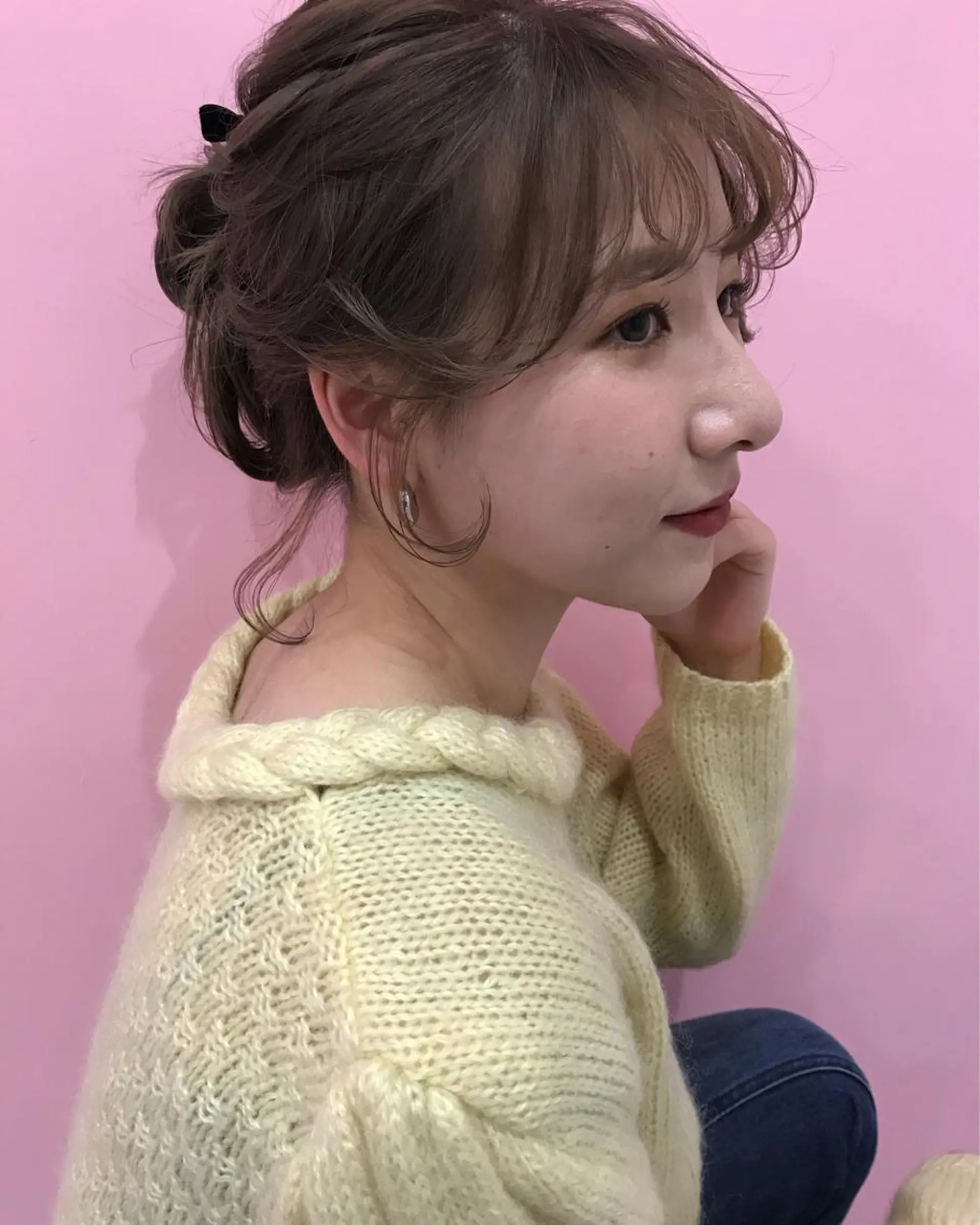 ミディアム ヘアアレンジ お団子ヘア 遠藤 愛莉のヘアスタイル