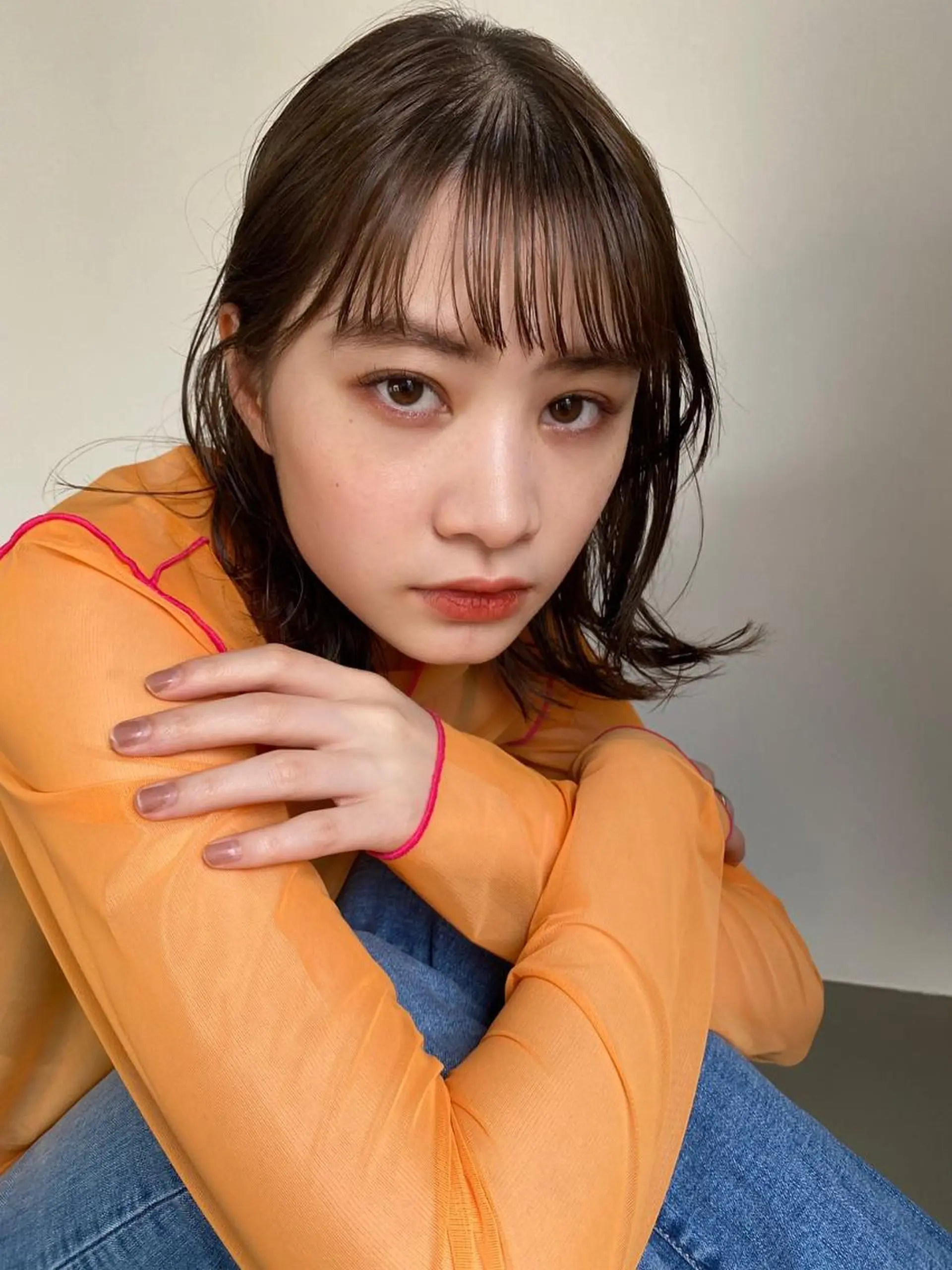 ミディアム カラー パーマ ショートボブ ミディアムパーマ アディクシーカラー ブリーチ ケアブリーチ カット CEINE OURのヘアスタイル
