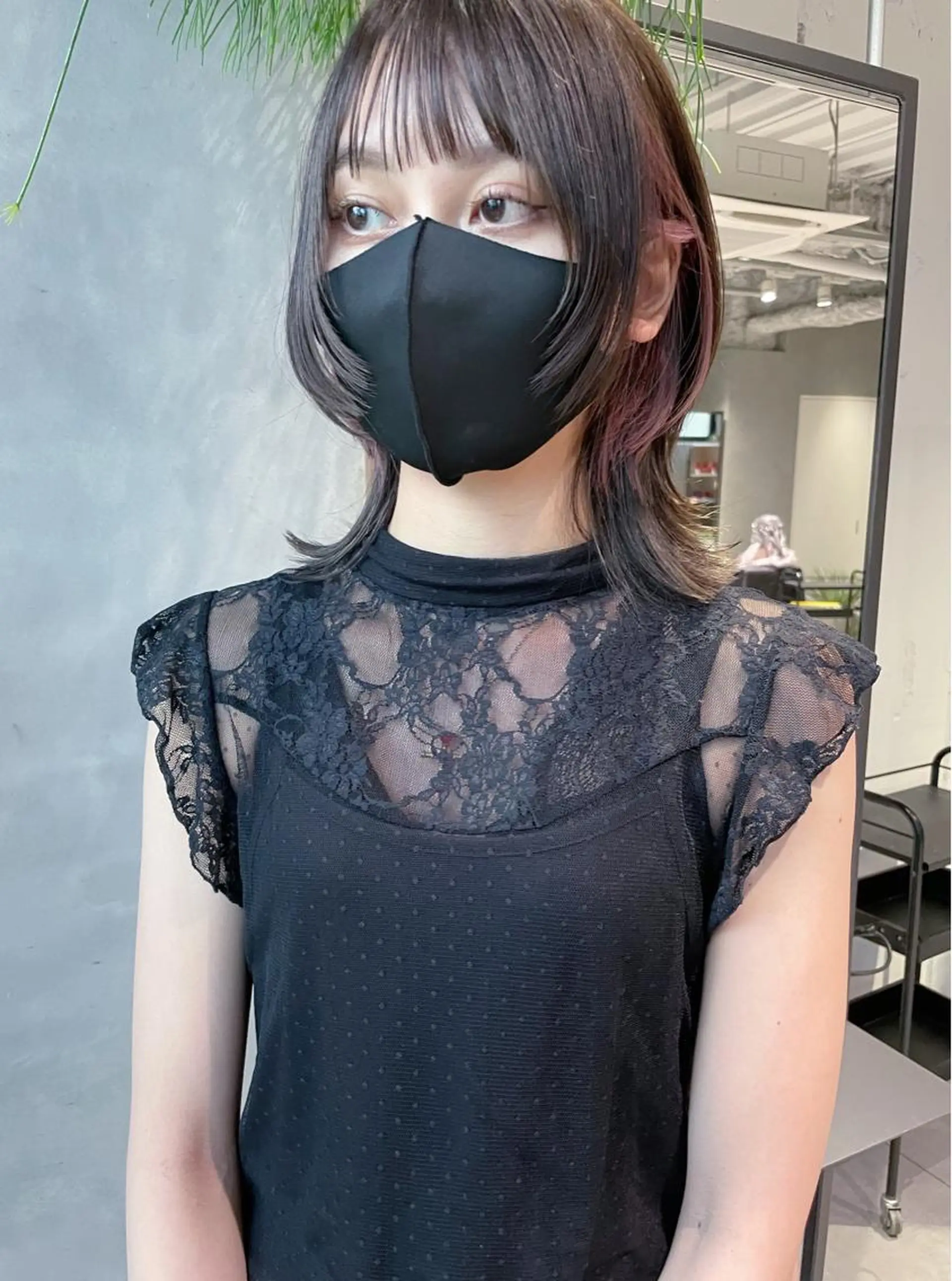 ミディアム ウルフカット 美髪矯正/艶カラー ボブ/栄/鐘ヶ江純也のヘアスタイル