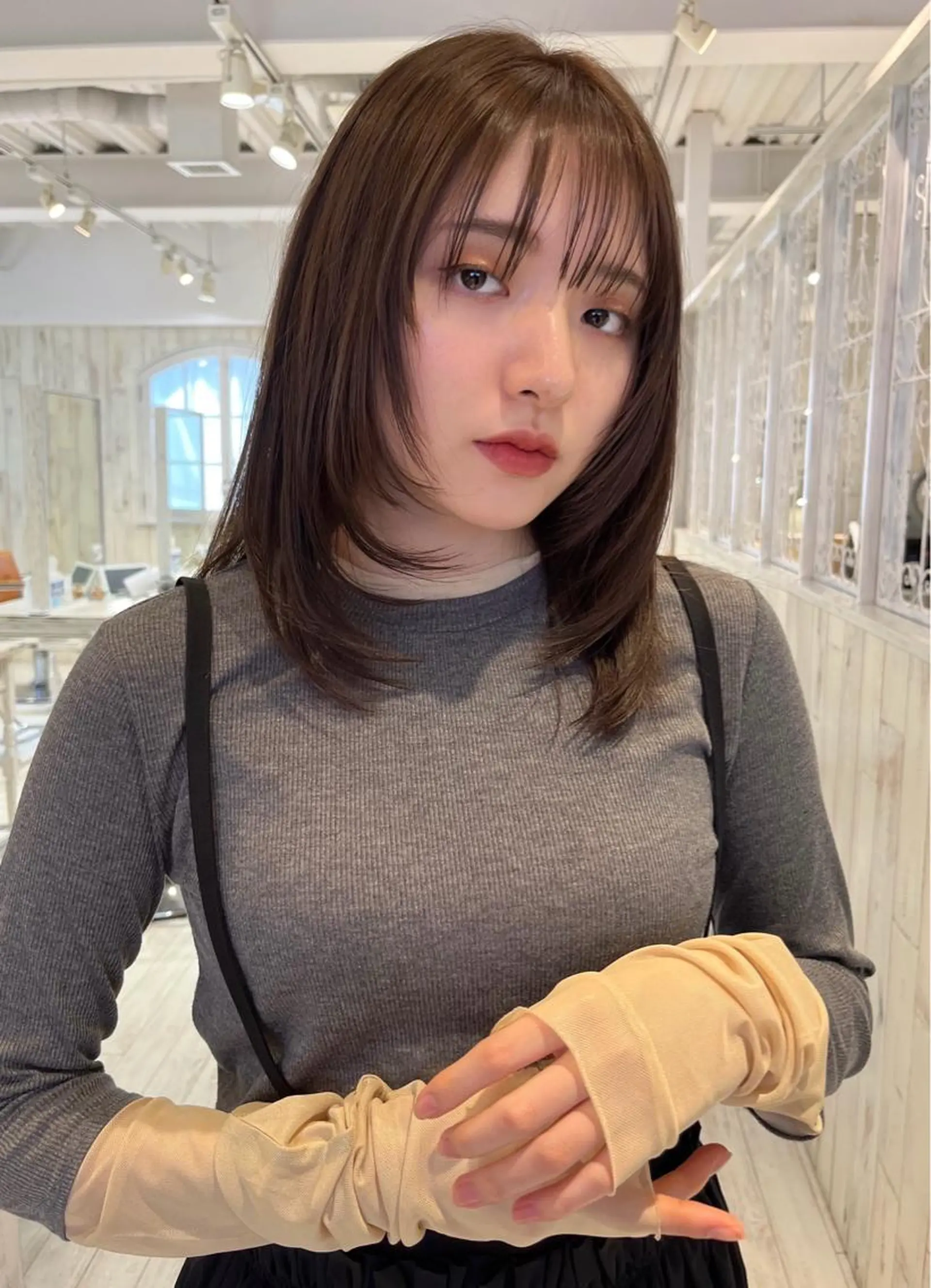 ミディアム カラー ベージュカラー ブラウンカラー ショコラベージュ グレージュ マロンブラウン 【韓国ヘア×透明感 カラー】笹谷 莉未のヘアスタイル