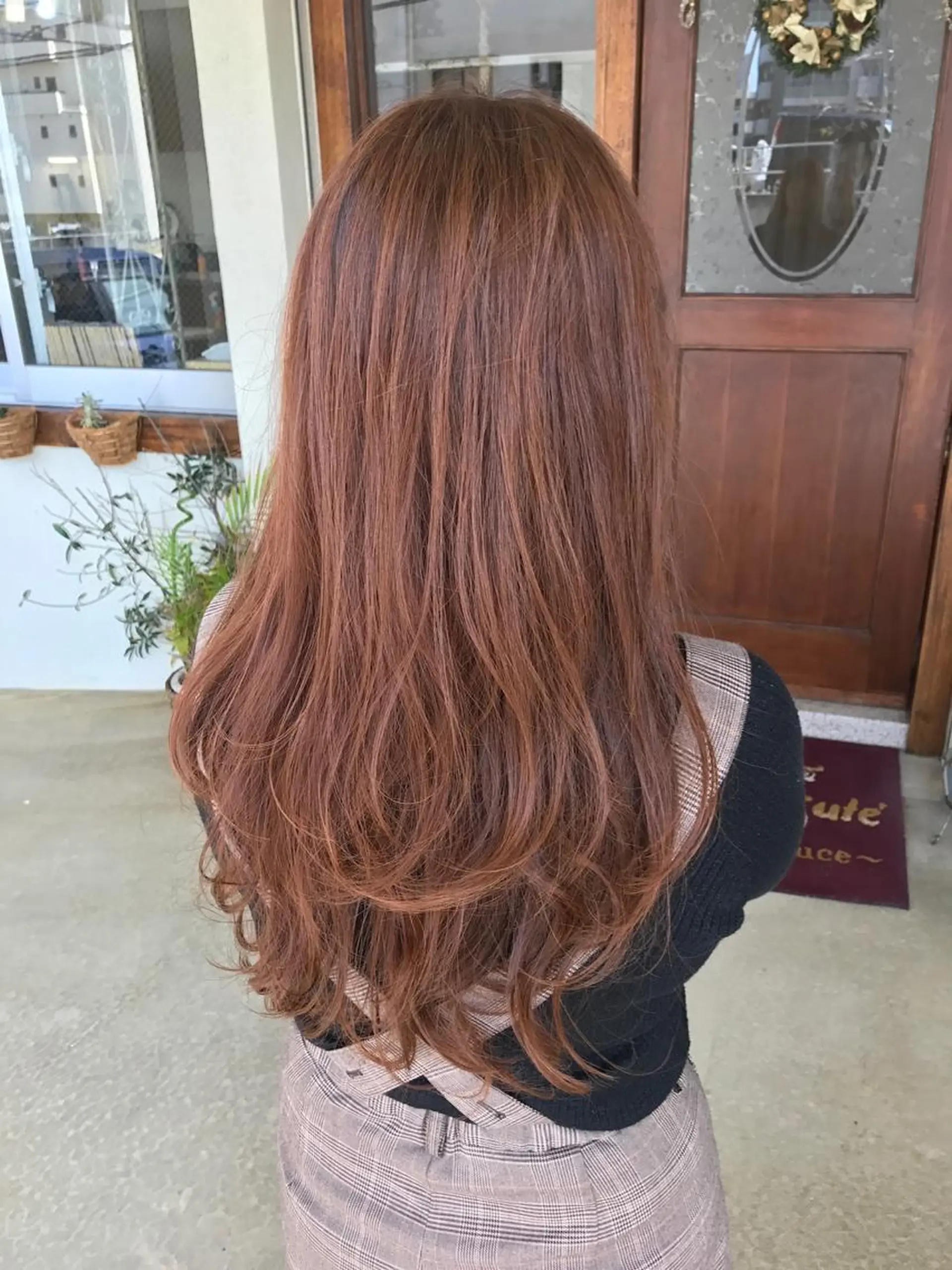 ミディアム カラー ベージュカラー オレンジ オレンジベージュ grand juteのヘアスタイル