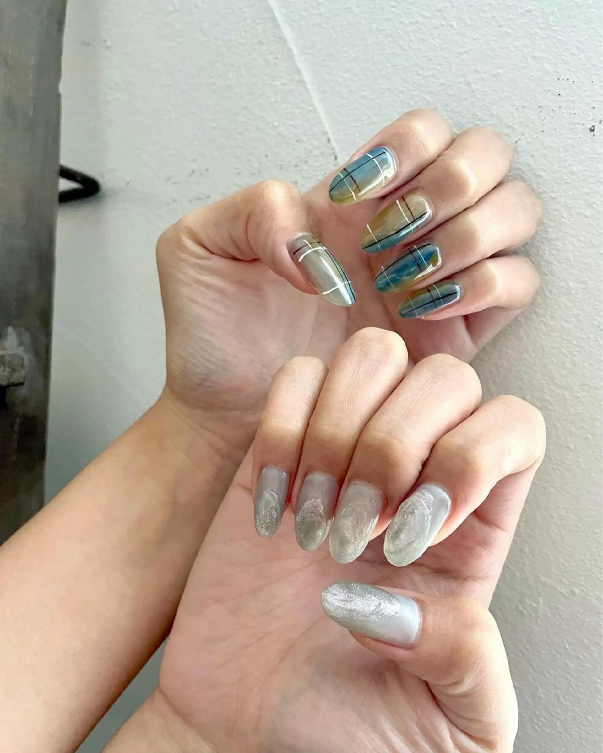 ネイル ブルー クリアネイル フットネイル ジェルネイル 韓国ネイル 甲府市徳行 🧸prunelleのネイルデザイン