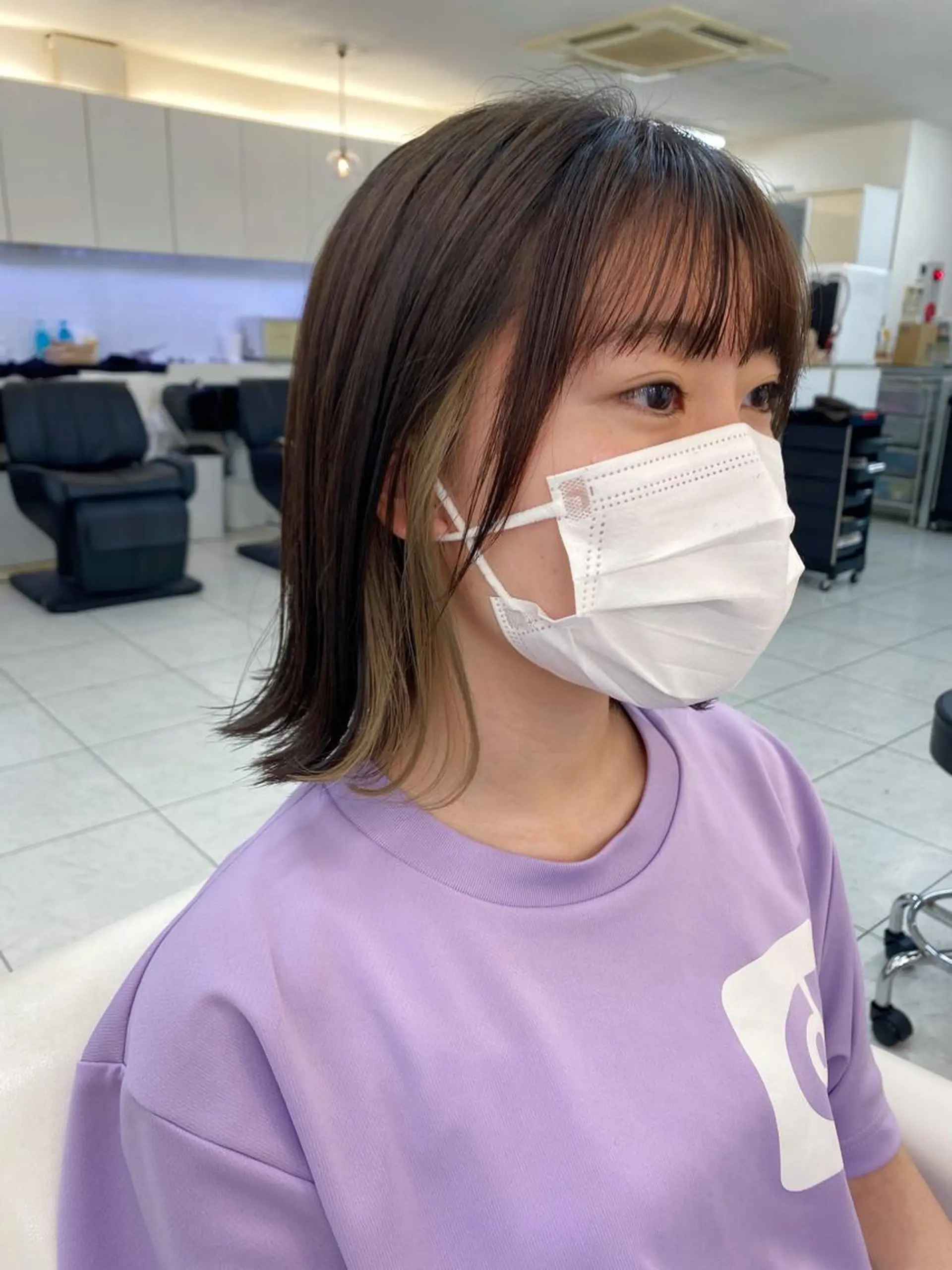 ショート カラー ヘアアレンジ ベージュカラー インナーカラー ヘアカラー トリートメント ナカジマ ボブ/レイヤーのヘアスタイル