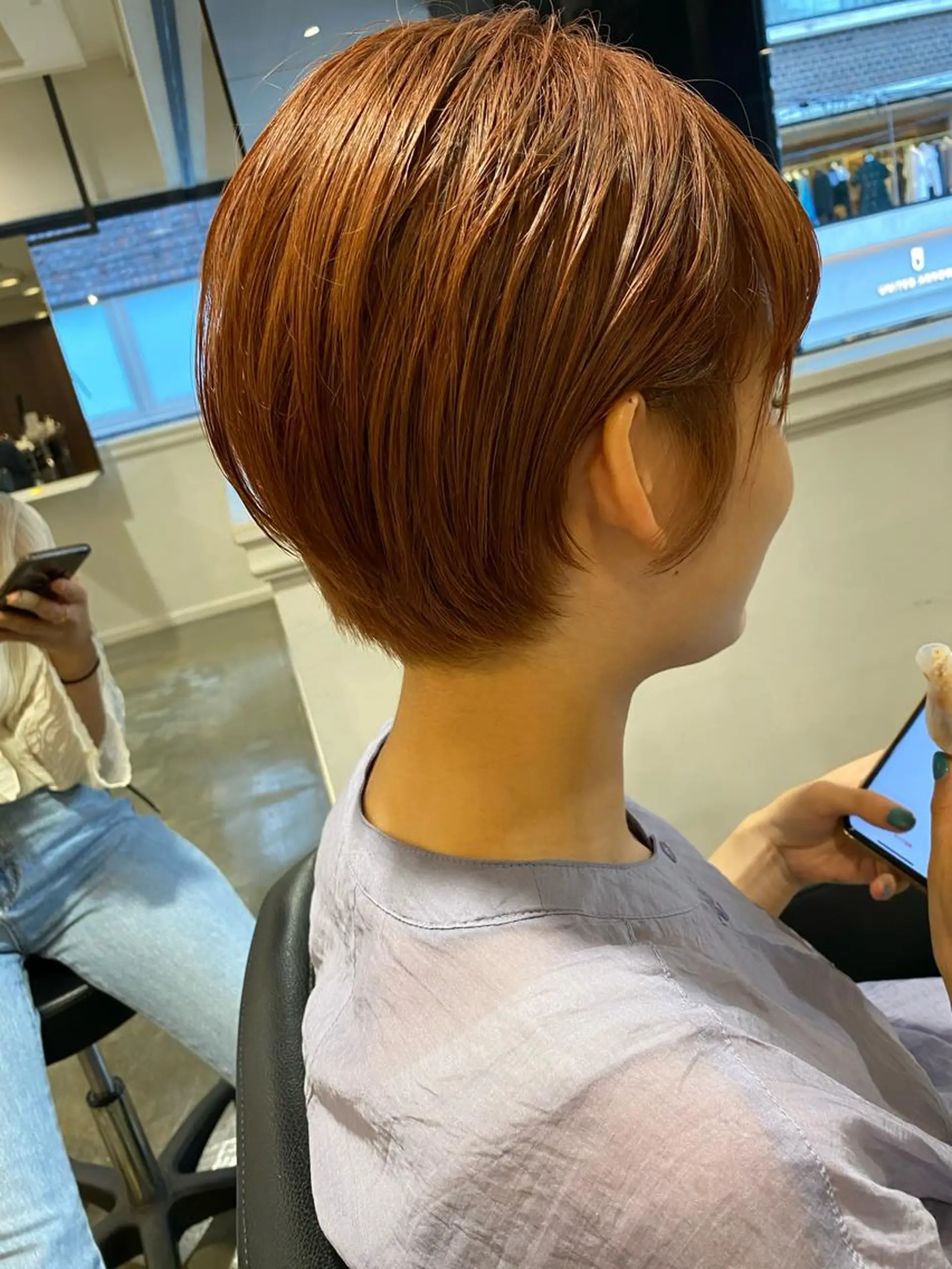 ショート カラー オレンジ ショートヘア カット ヘアカラー ボブ　ショート 特化 迫田紘史のヘアスタイル