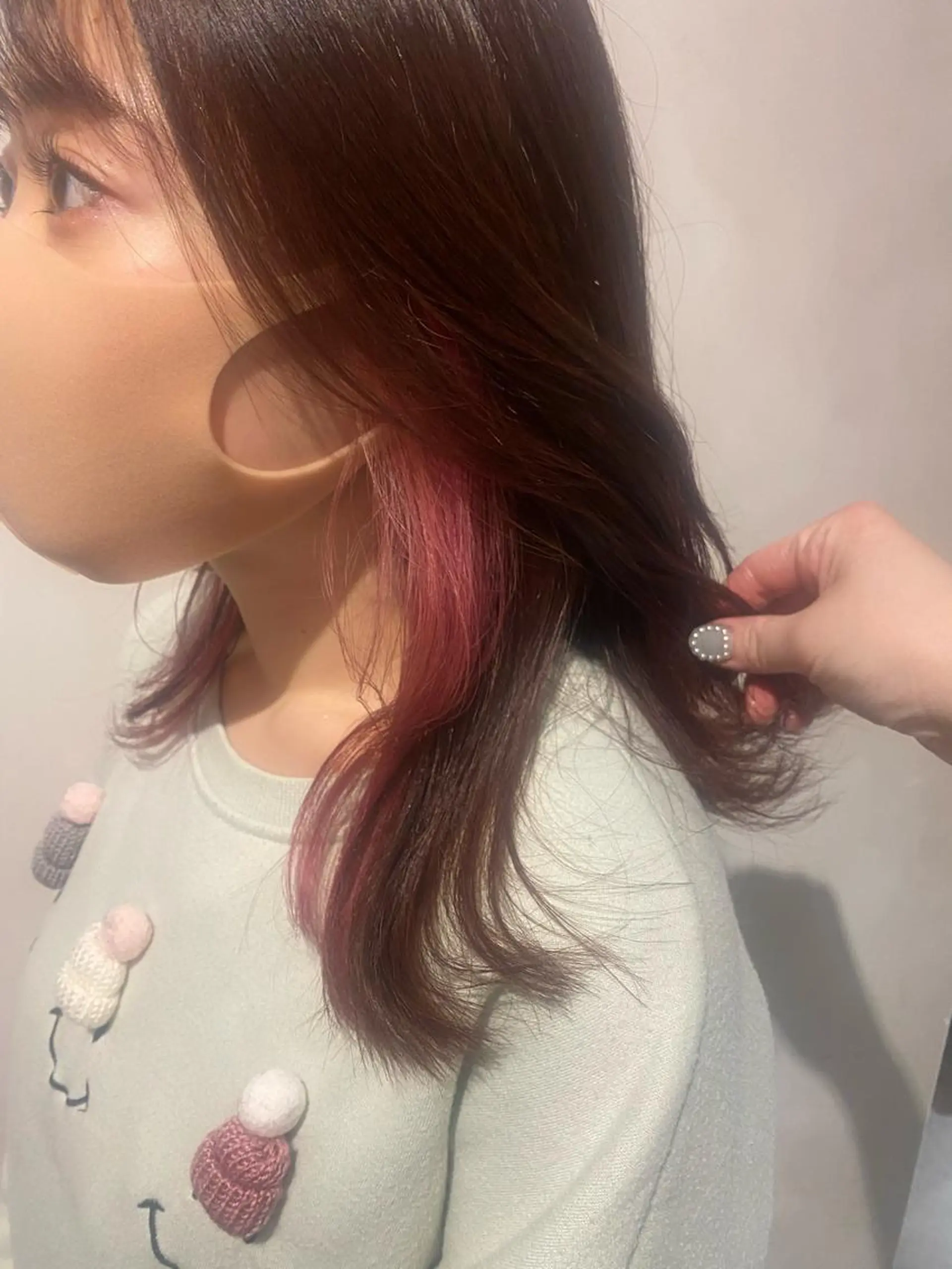 セミロング カラー インナーカラー ピンクカラー ローズカラー バイオレットカラー バイオレットピンク 🦋店長🦋 ほんさわ みずきのヘアスタイル