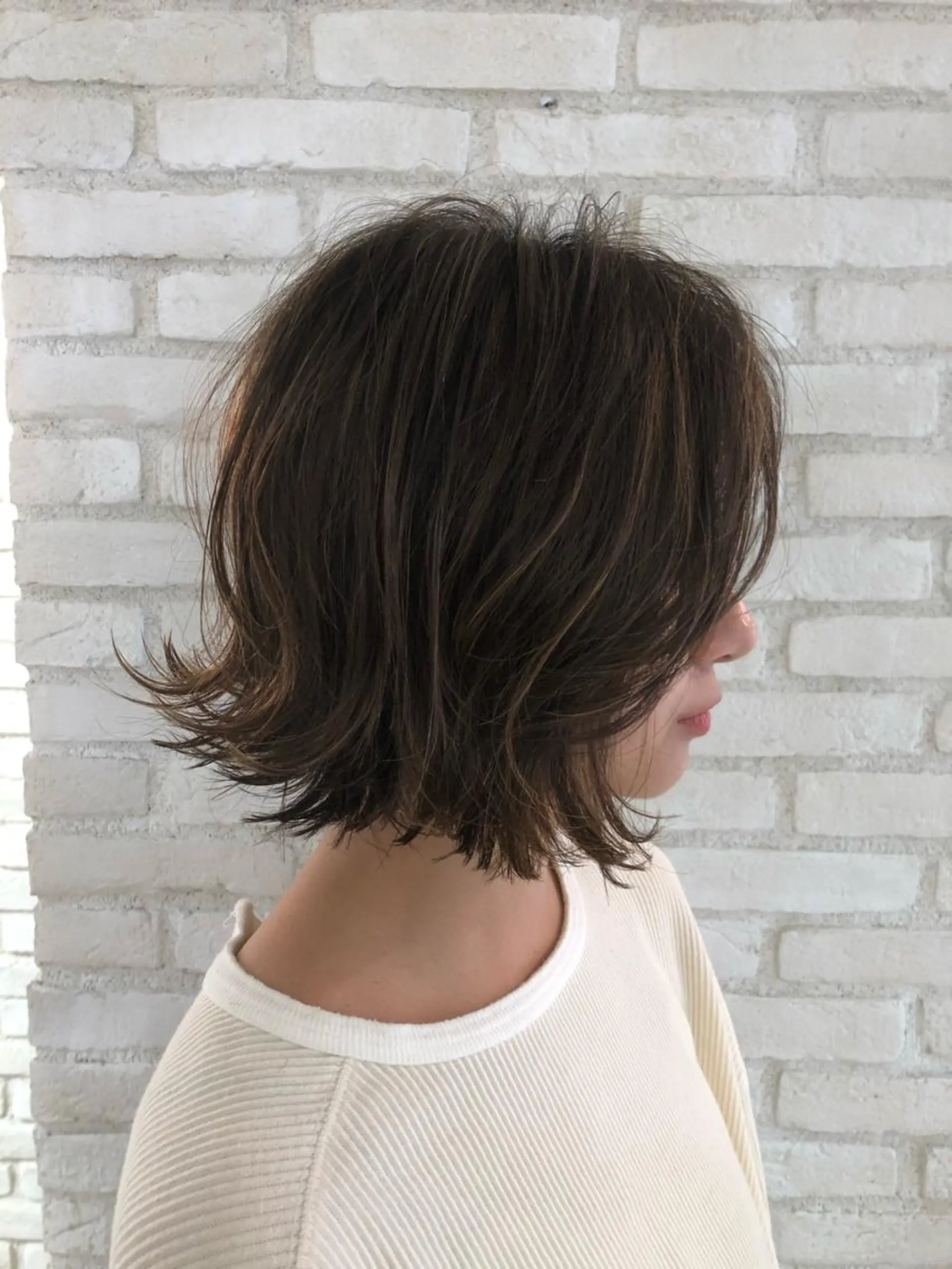 ミディアム カラー ハイライトカラー ボブ ハイライト 外ハネヘア 似合わせ/小顔カット 🔷山方直也のヘアスタイル