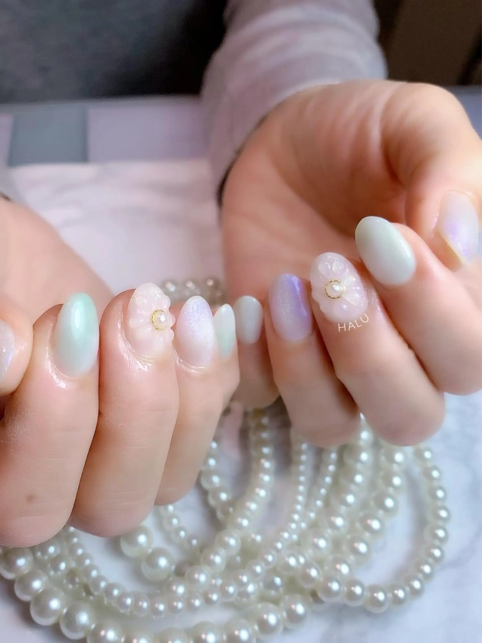 ネイル フラワーネイル ぷっくりネイル HALU ハルのネイルデザイン