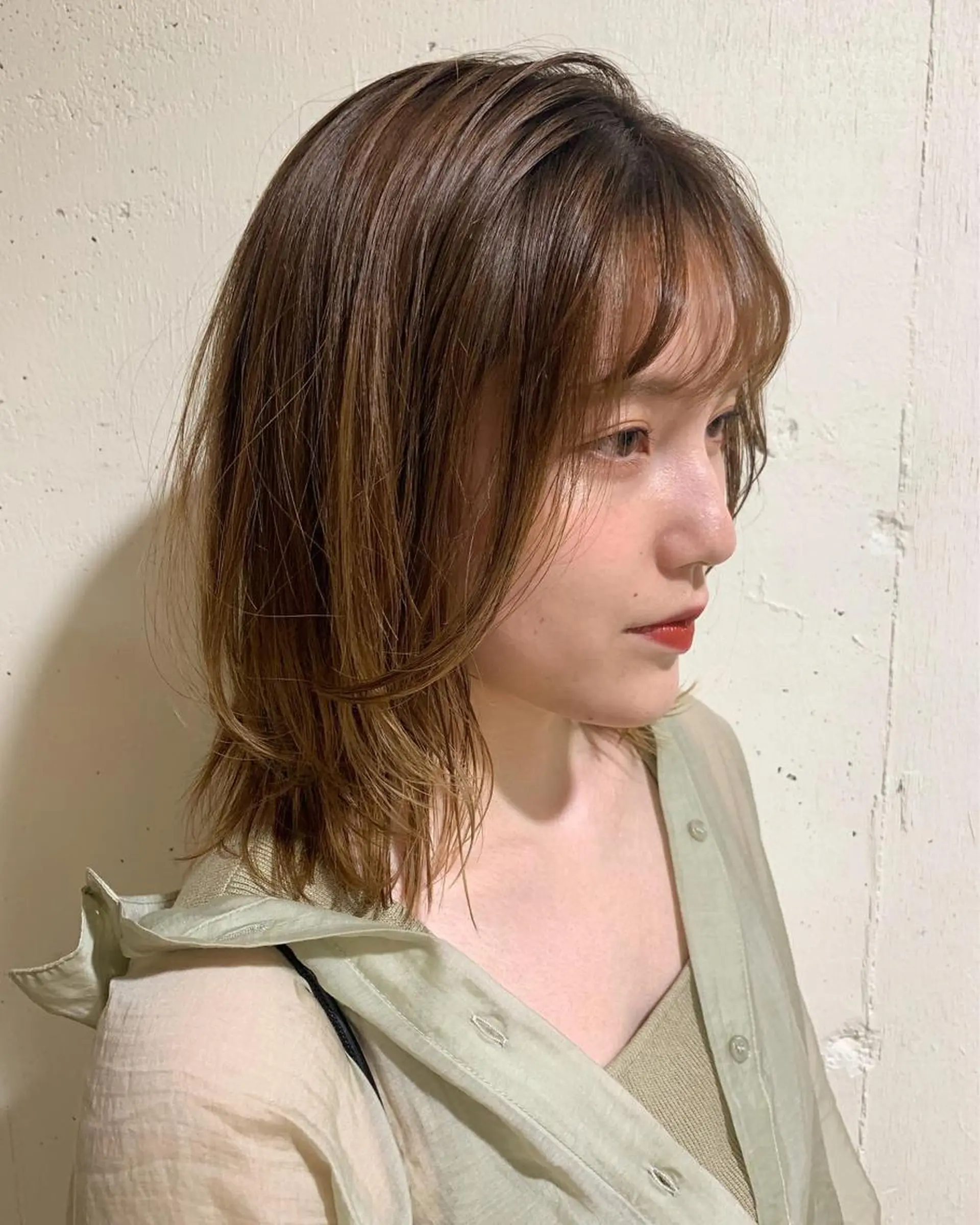 ミディアム レイヤーカット パーマ美容師 hanaのヘアスタイル