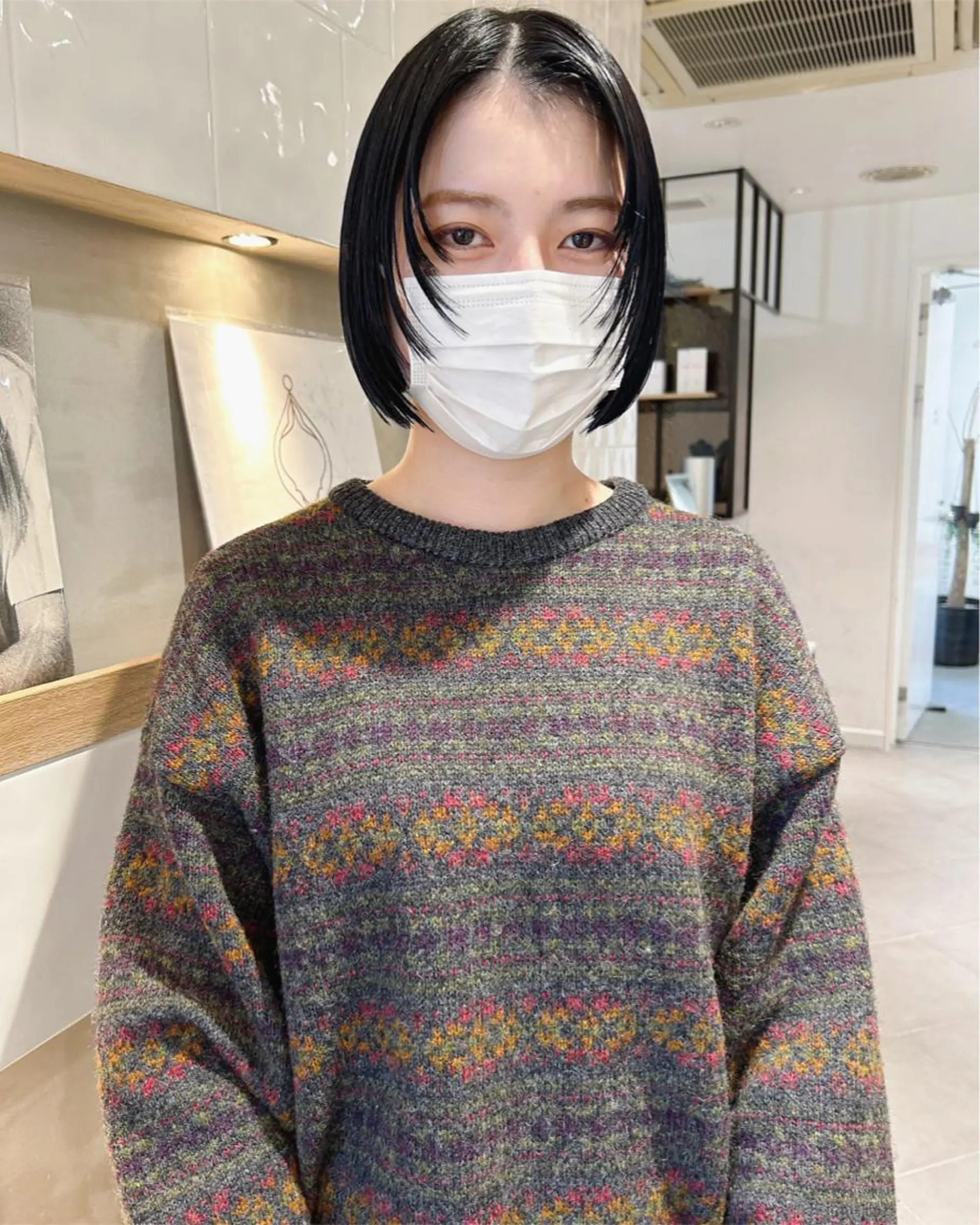 ショート カラー 黒髪 ボブ レイヤーカット カット ヘアカラー トリートメント 村上雅人 ナチュラルモードのヘアスタイル