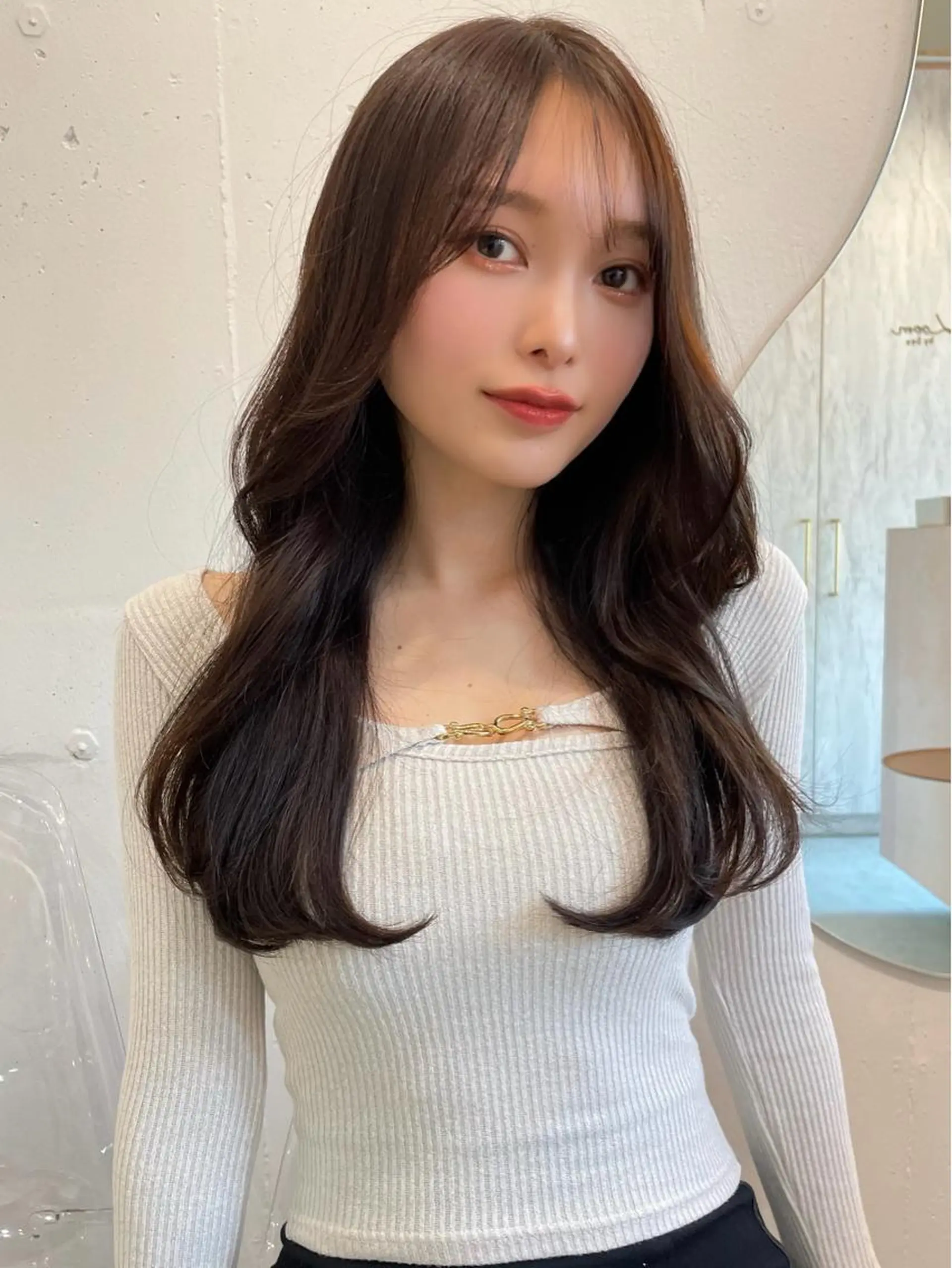 セミロング カラー カット ヘアカラー 韓国ヘア🤍顔周り/ 髪質改善✨/林遼一郎のヘアスタイル