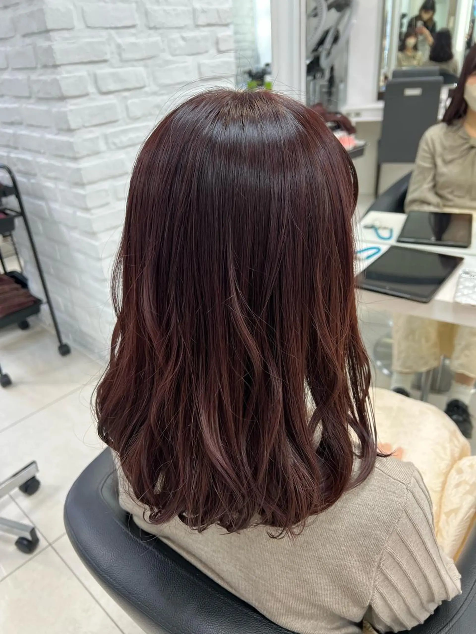 セミロング カラー ブラウンカラー レッドカラー レッドブラウン ヘアカラー トリートメント 【暖色カラー特化】 中山由梨のヘアスタイル